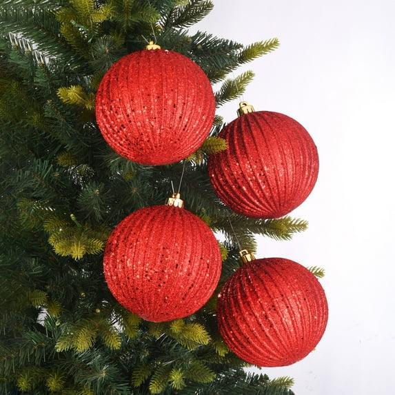 4-Count Matte Red Shatterproof Christmas Ornaments, 5.9 in, by Holiday Time - Image 4