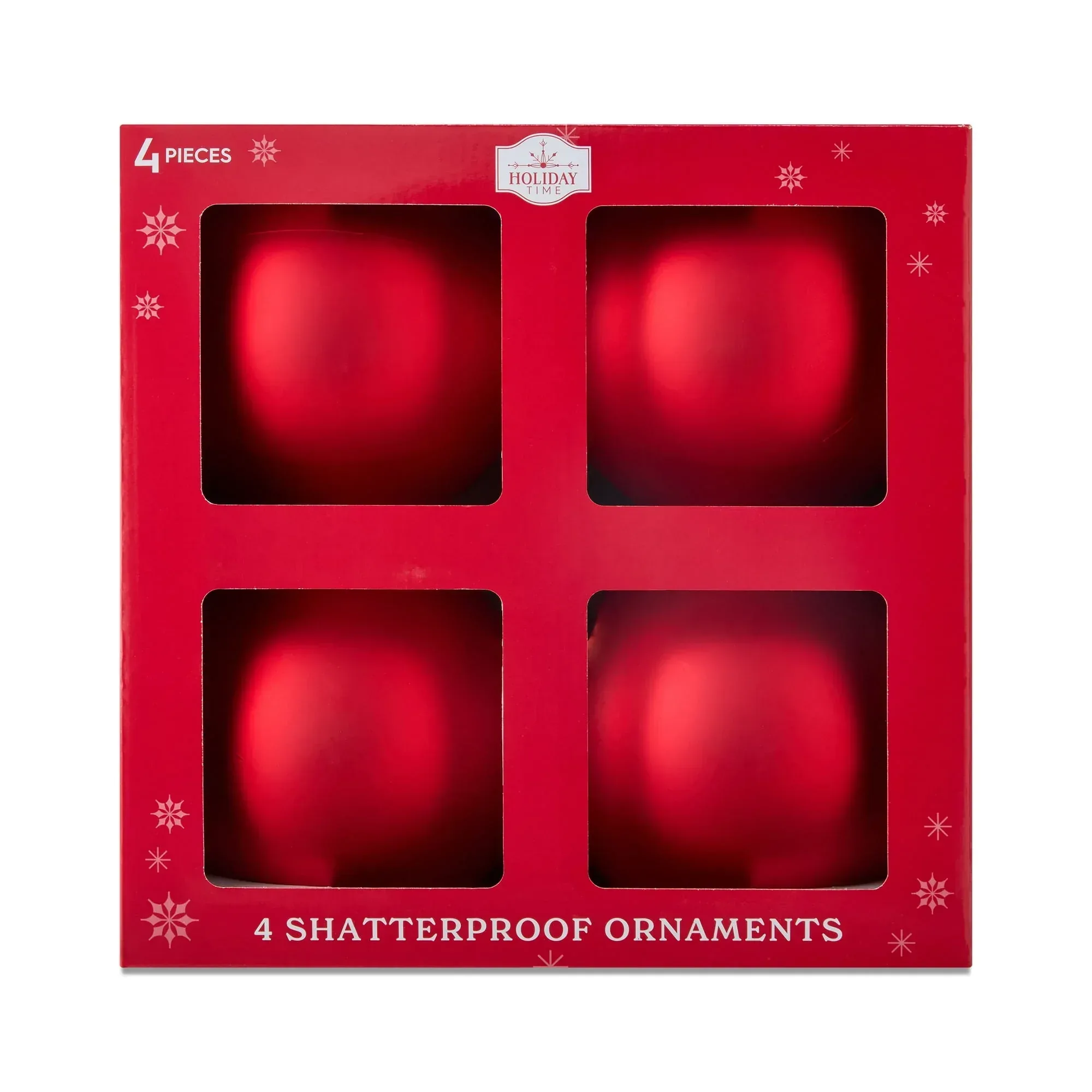 4-Count Matte Red Shatterproof Christmas Ornaments, 5.9 in, by Holiday Time - Image 5