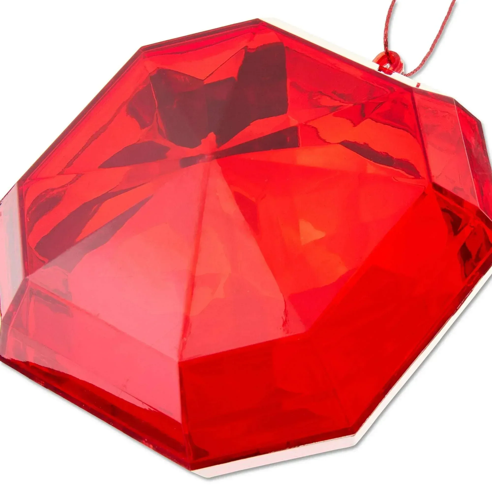 4 Count Red Square Gem Christmas Ornaments, by Holiday Time - Image 4