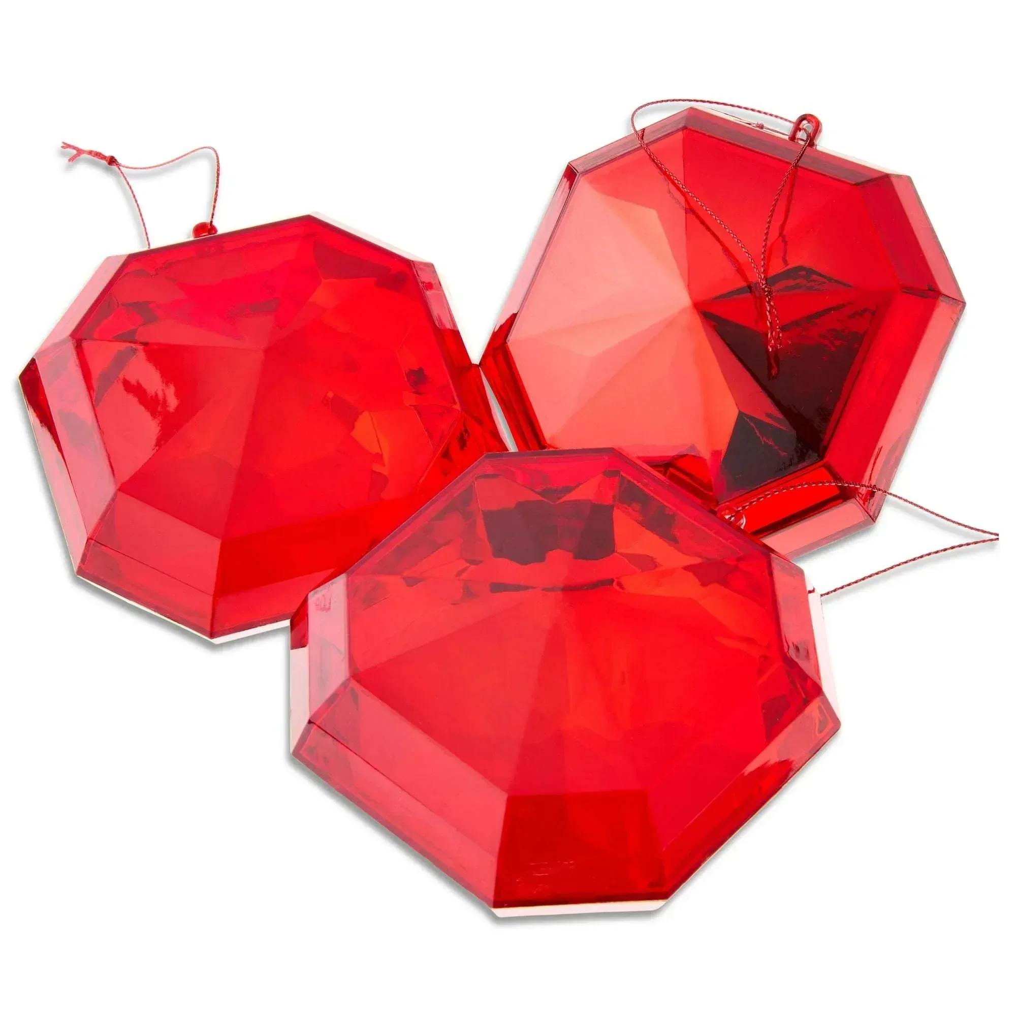 4 Count Red Square Gem Christmas Ornaments, by Holiday Time - Image 5