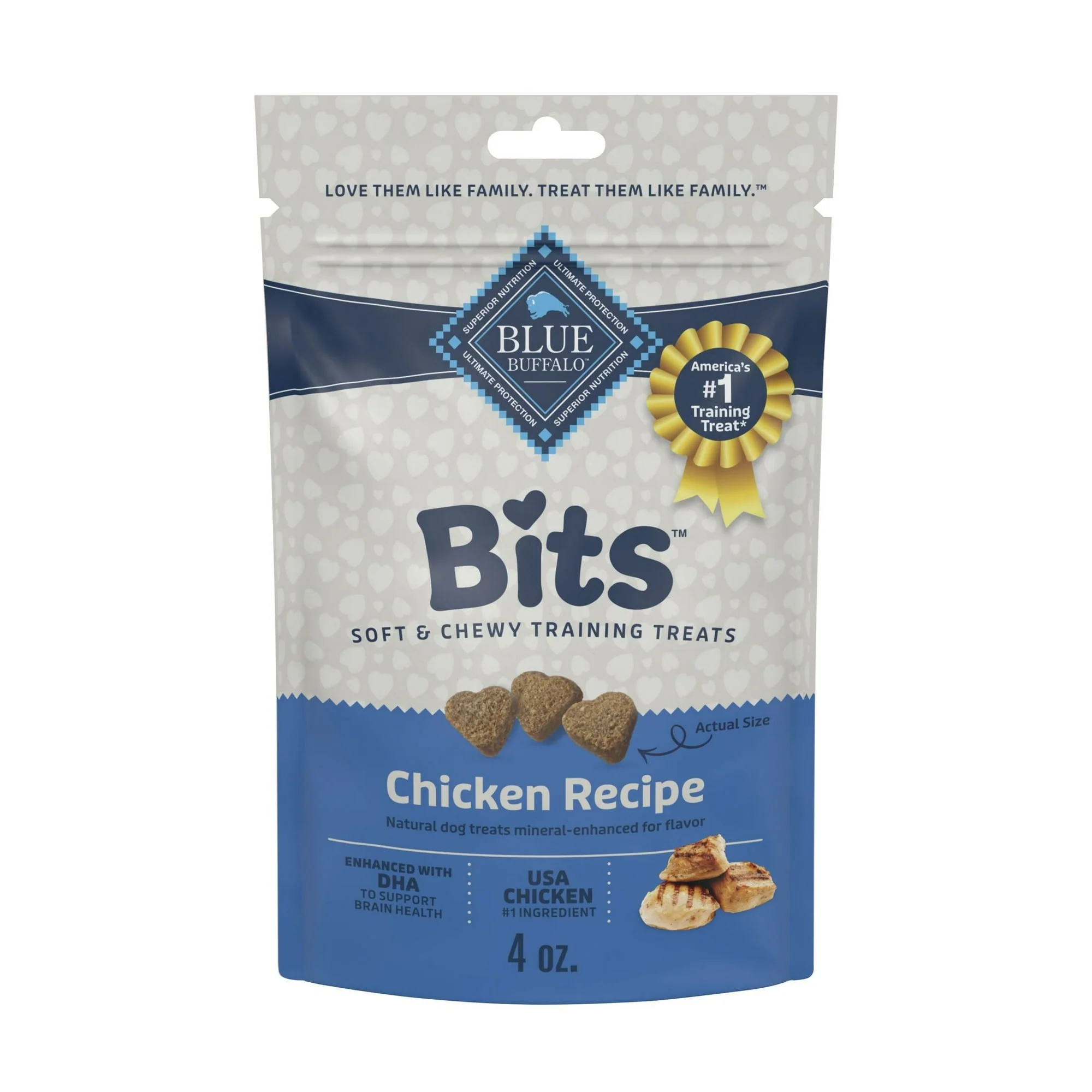 (4 pack) Blue Buffalo Bits Soft Dog Treats for Training, Enhanced with DHA, 4-oz. Bag - Image 2