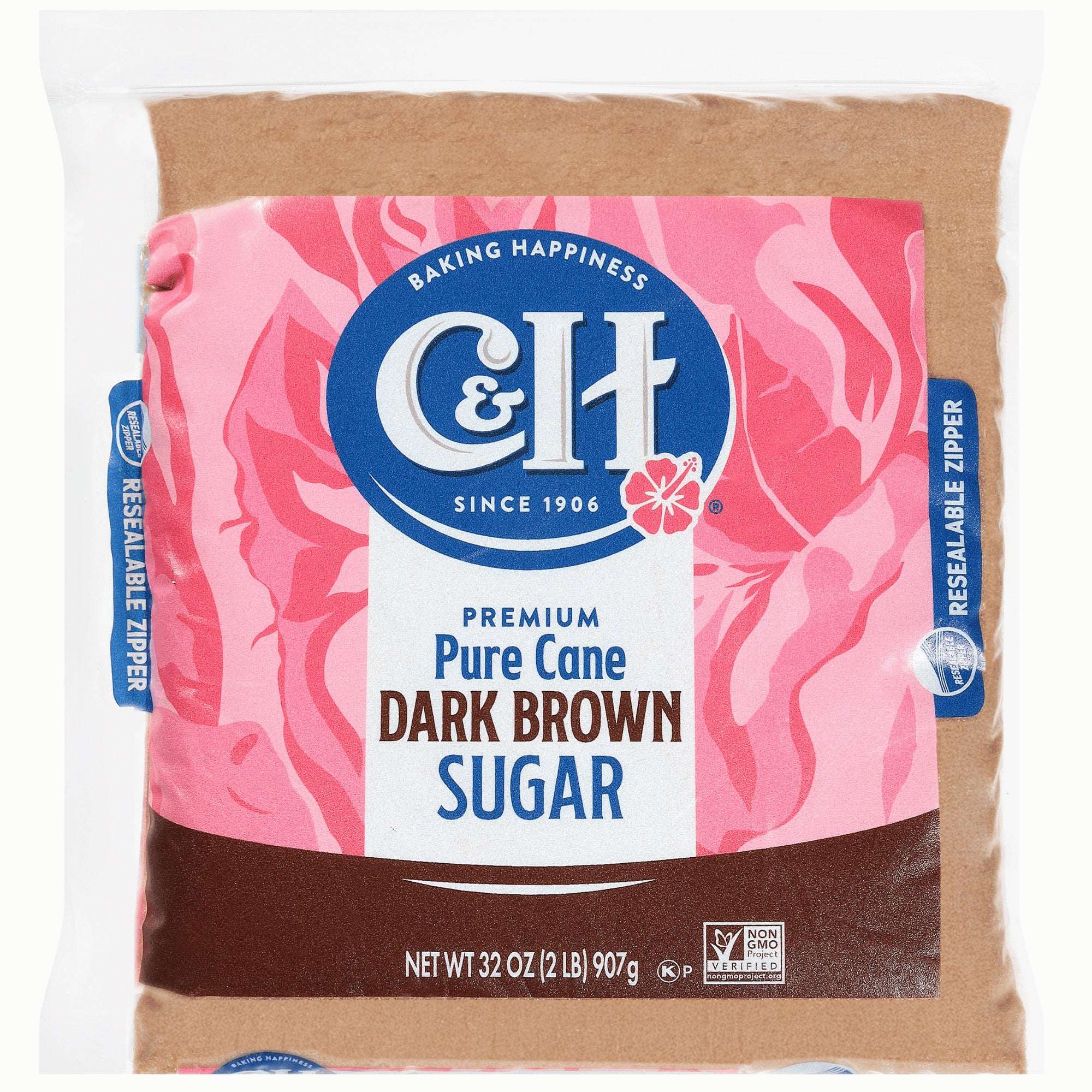 (4 pack) C&H Premium Pure Cane Dark Brown Sugar 2lb. Zipper-Pak - Image 2