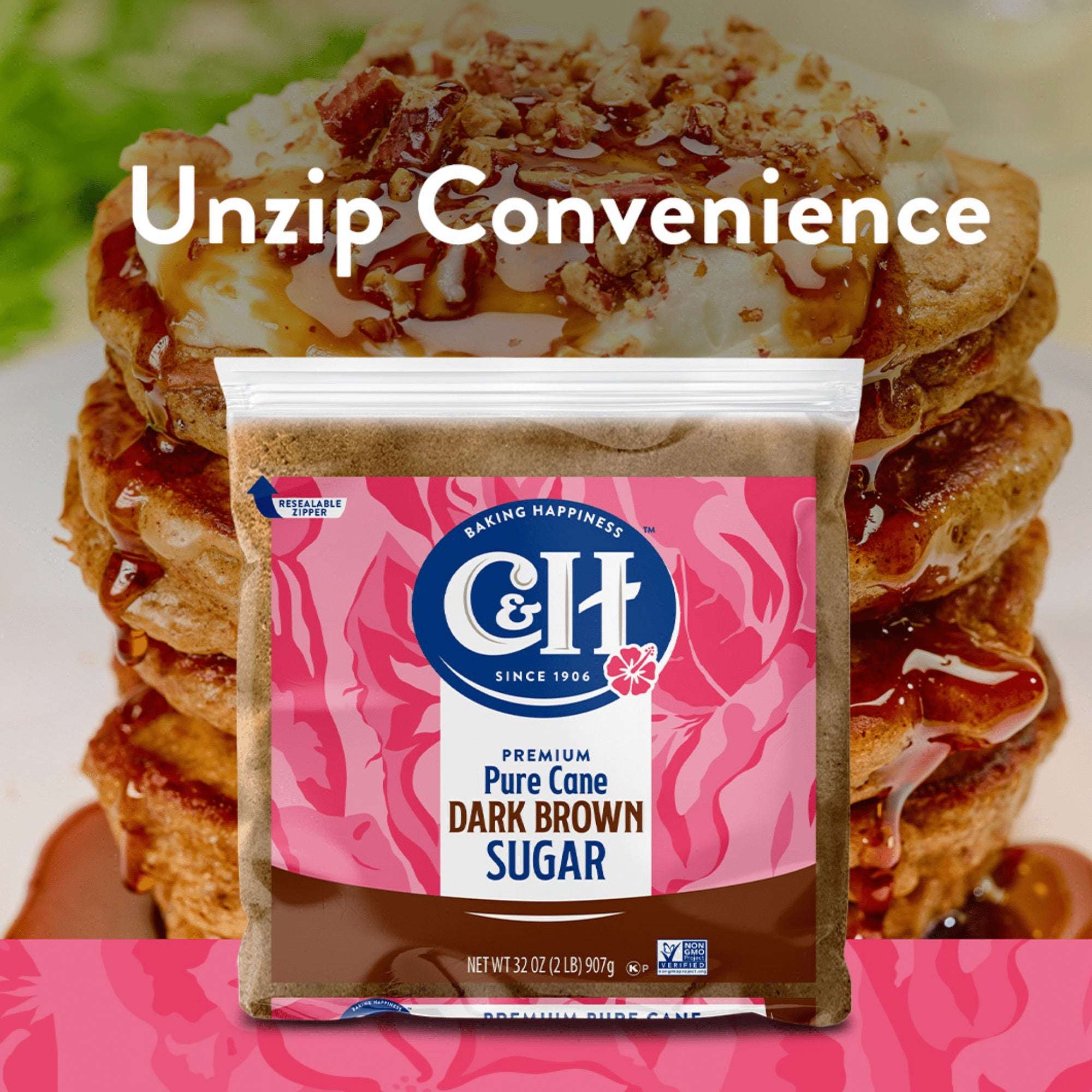 (4 pack) C&H Premium Pure Cane Dark Brown Sugar 2lb. Zipper-Pak - Image 7