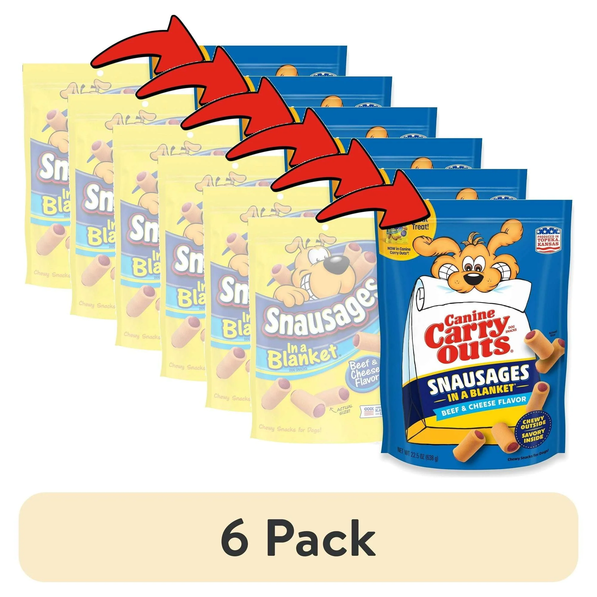 (4 pack) Canine Carry Outs Snausages in a Blanket Chewy Dog Treats, Beef & Cheese Flavor, 22.5 Ounces - Image 7