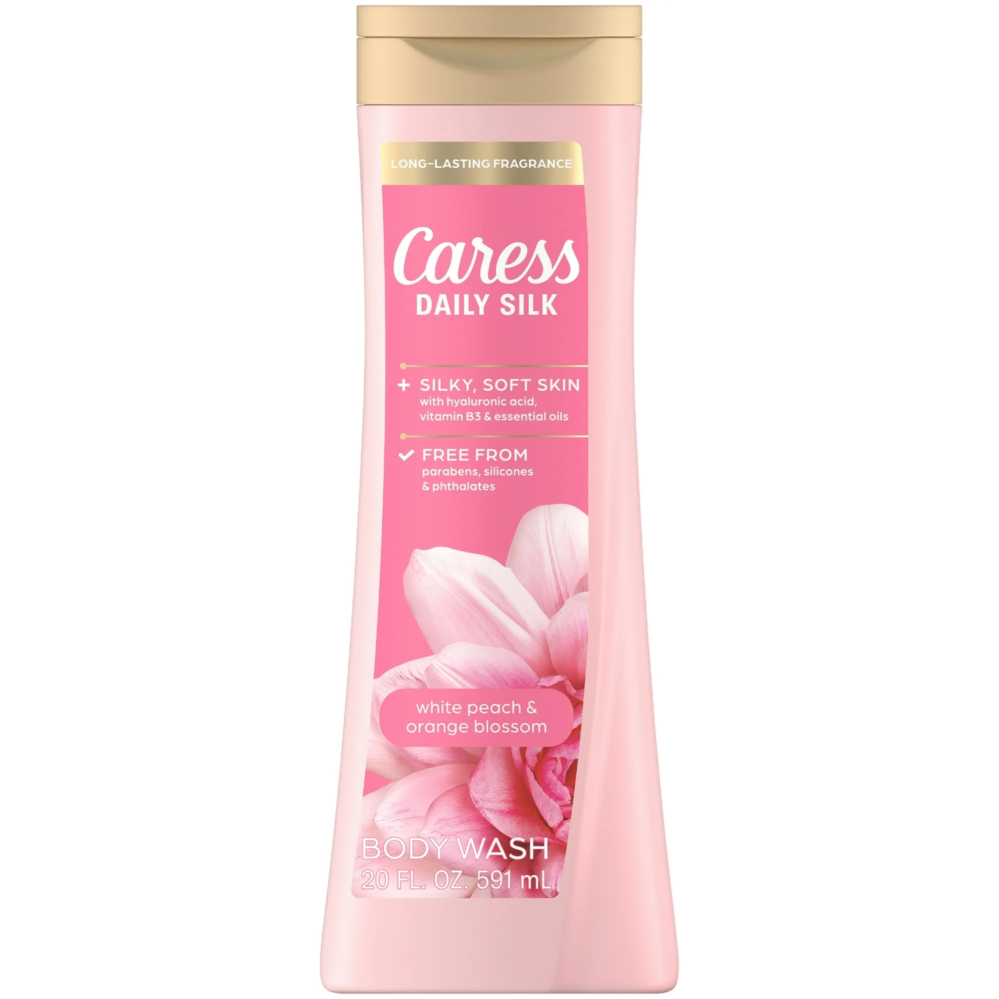 (4 pack) Caress Body Wash for Women, Daily Silk White Peach & Orange Blossom for All Skin 20 fl oz - Image 2
