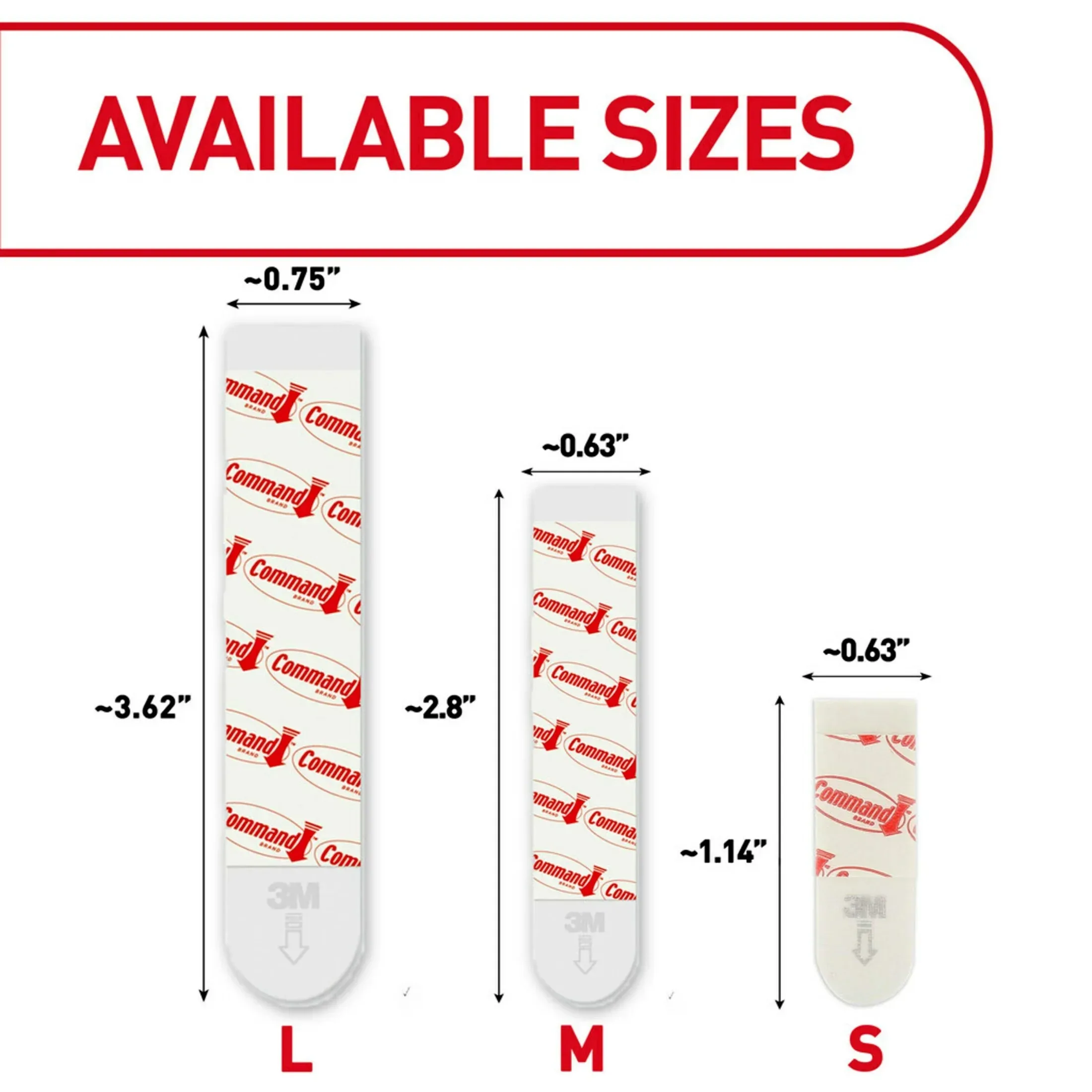 (4 pack) Command Refill Strips, White, 8 Small, 4 Medium & 4 Large Value Pack - Image 3