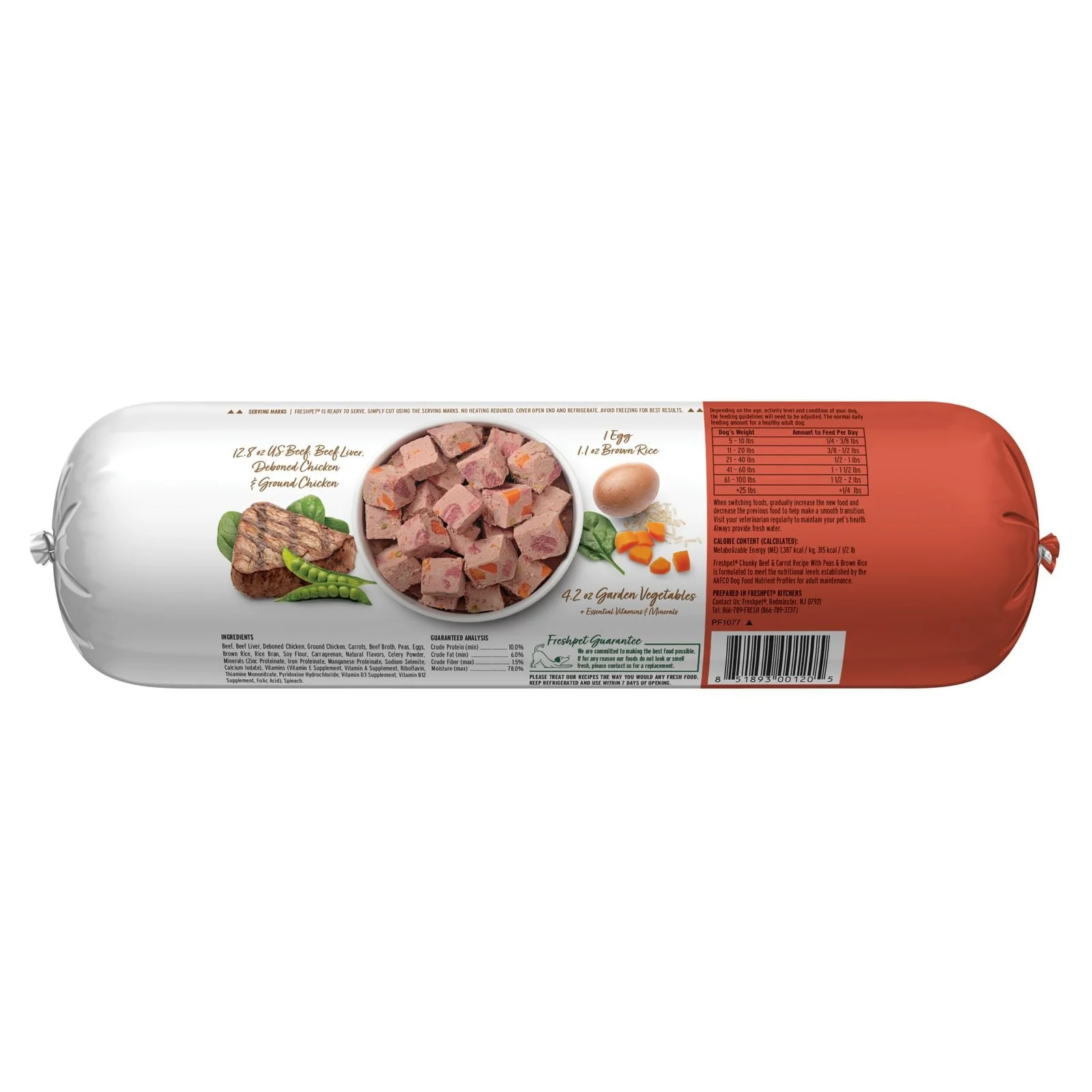 (4 pack) Freshpet Fresh Dog Food, Chunky Beef and Carrot Recipe, Slice & Serve Roll, 1.5 lb. - Image 5
