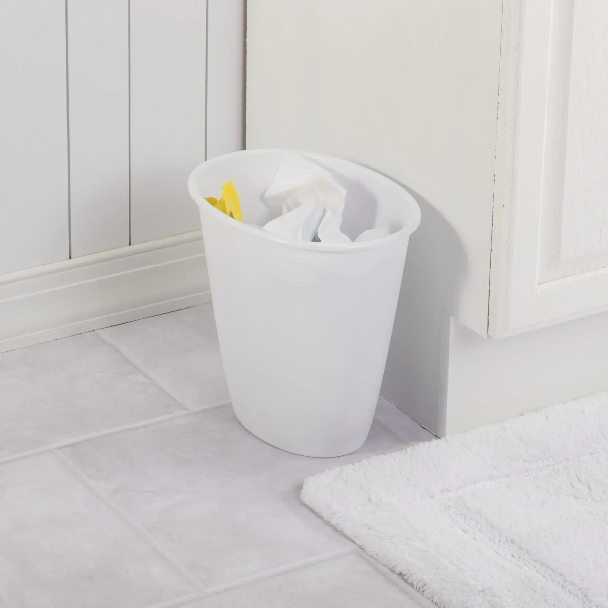 (4 pack) Sterilite Small Bathroom Trash Can, 1.5 Gallon Plastic Garbage Bucket Bin with No Lid, White - Image 5