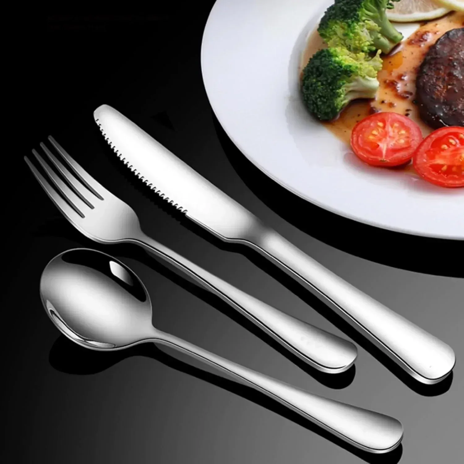 48-Piece Silverware Set with Organizer, Stainless Steel Silverware Flatware Set for 8, Kitchen Utensils with Steak Knives, Mirror Polished Dinner Knife, Forks, Spoons, Tableware Serving Tray - Image 6