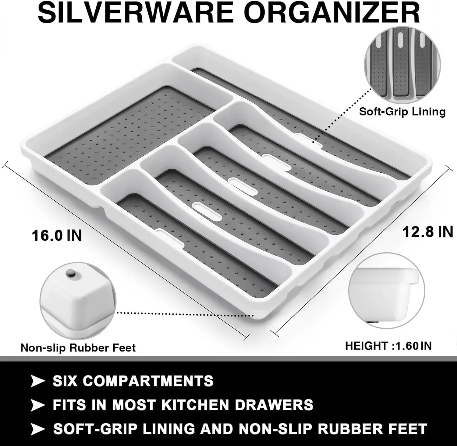 48-Piece Silverware Set with Organizer, Stainless Steel Silverware Flatware Set for 8, Kitchen Utensils with Steak Knives, Mirror Polished Dinner Knife, Forks, Spoons, Tableware Serving Tray - Image 8
