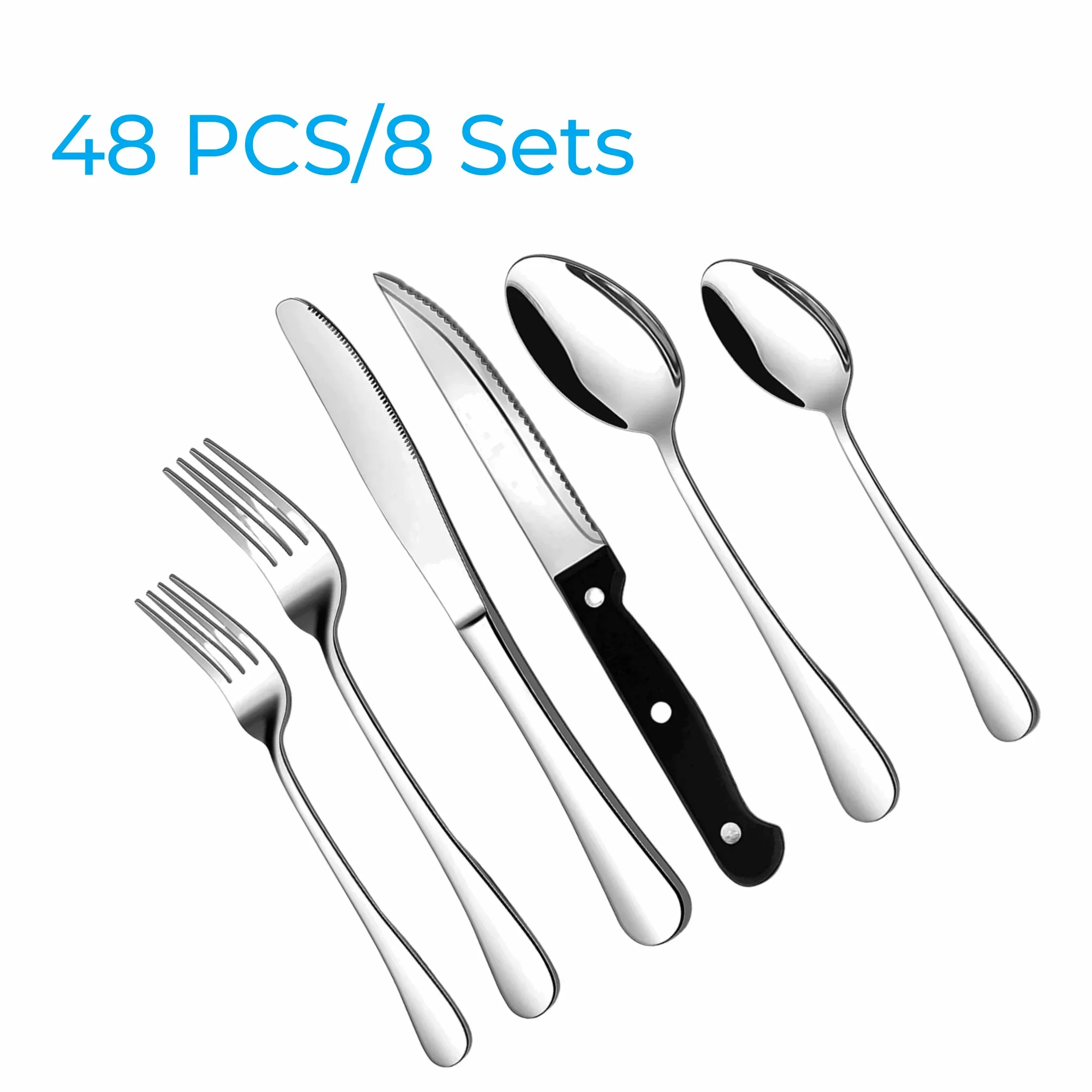 48-Pieces Silverware Set for 8, Stainless Steel Flatware Cutlery Utensil Set forks and Spoons, Kitchen Tableware Set - Image 15