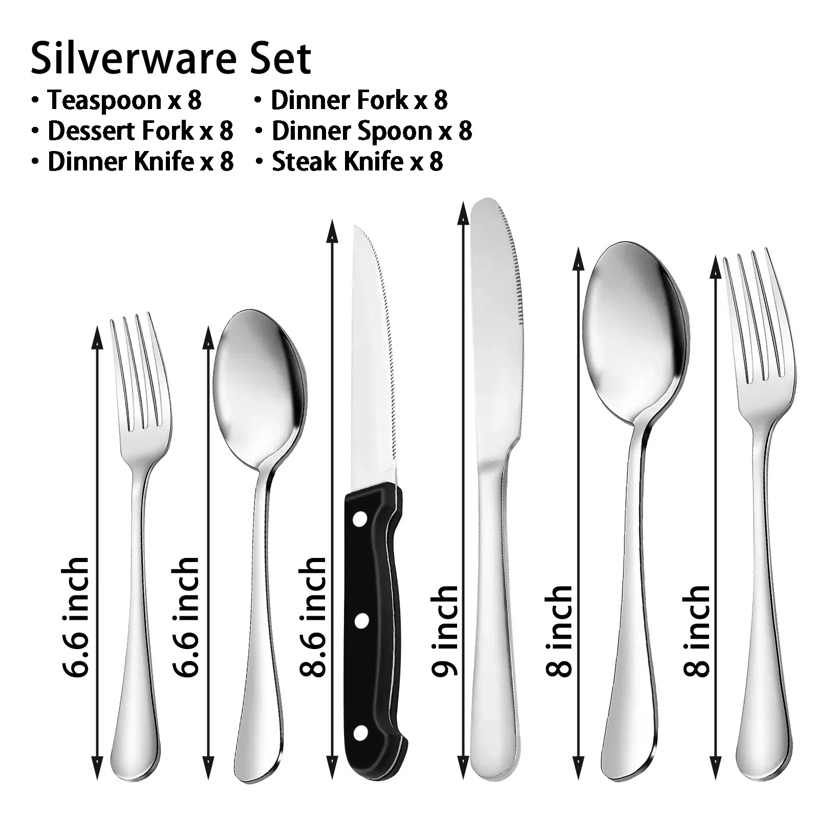 48-Pieces Silverware Set for 8, Stainless Steel Flatware Cutlery Utensil Set forks and Spoons, Kitchen Tableware Set - Image 4