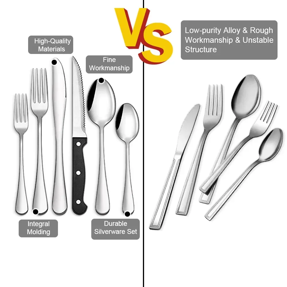 48-Pieces Silverware Set for 8, Stainless Steel Flatware Cutlery Utensil Set forks and Spoons, Kitchen Tableware Set - Image 6