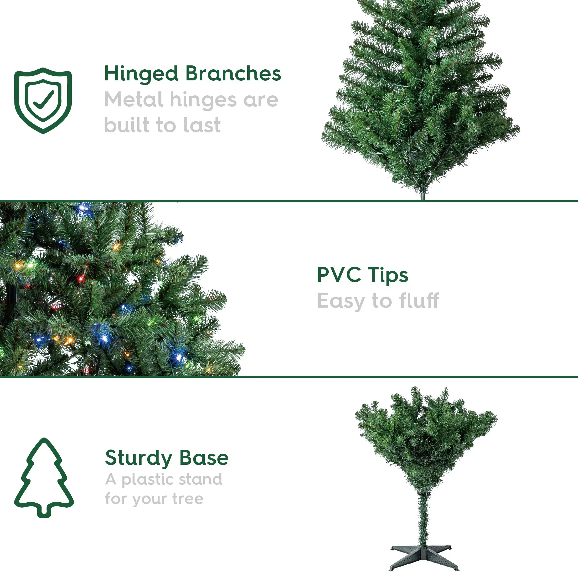 6.5 ft Pre-Lit Madison Pine Artificial Christmas Tree with 250 Color-Changing LED Lights and Stand, by Holiday Time - Image 3