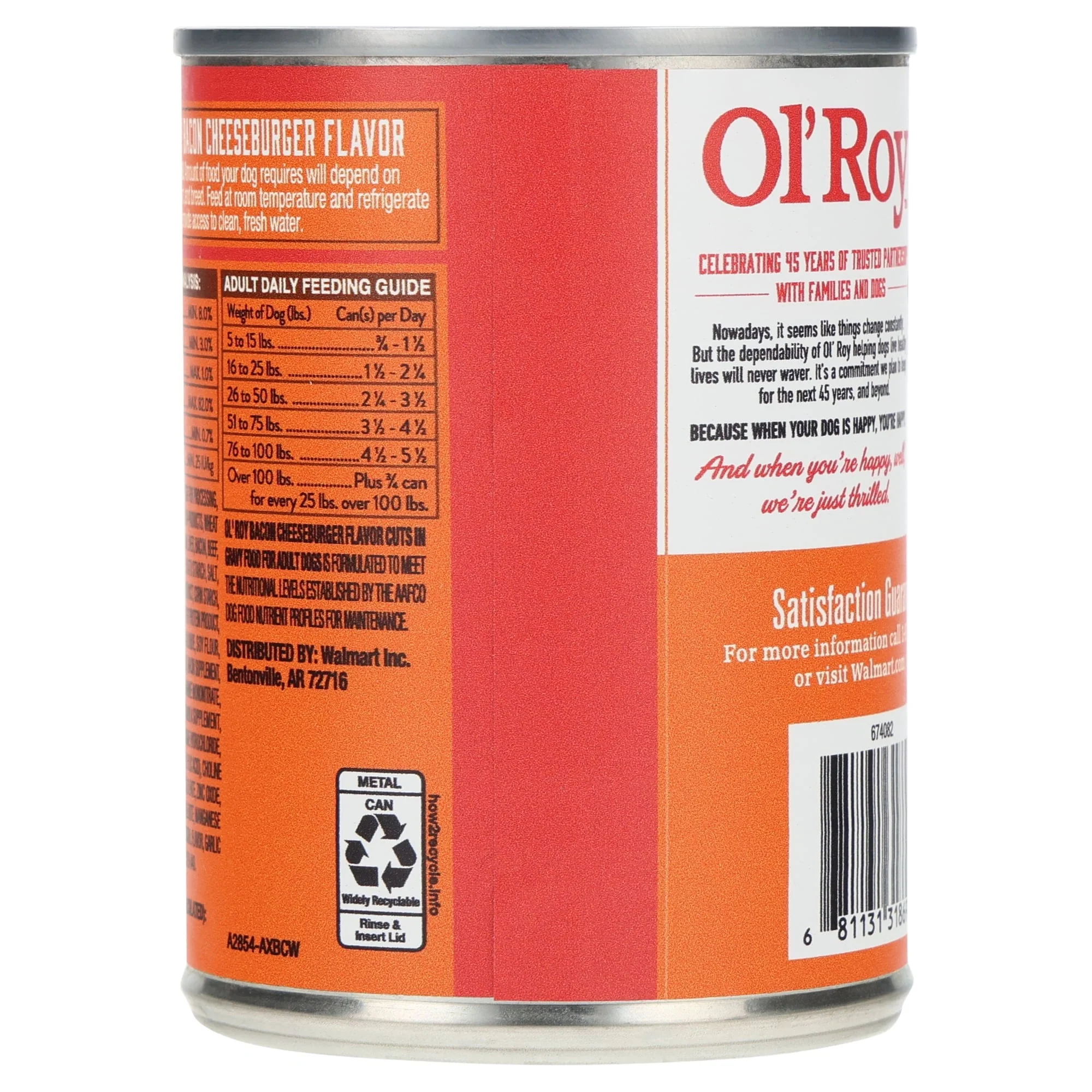 (6 pack) Ol' Roy Bacon Cheeseburger Flavor Cuts in Gravy Wet Dog Food, 13.2 oz Can - Image 10