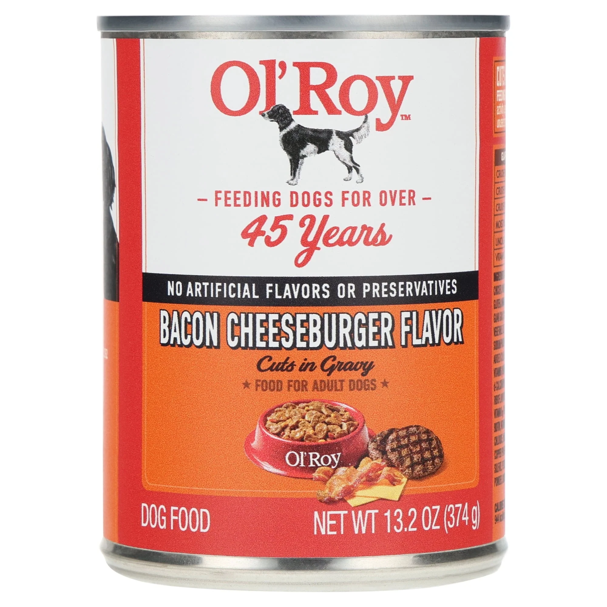 (6 pack) Ol' Roy Bacon Cheeseburger Flavor Cuts in Gravy Wet Dog Food, 13.2 oz Can - Image 2