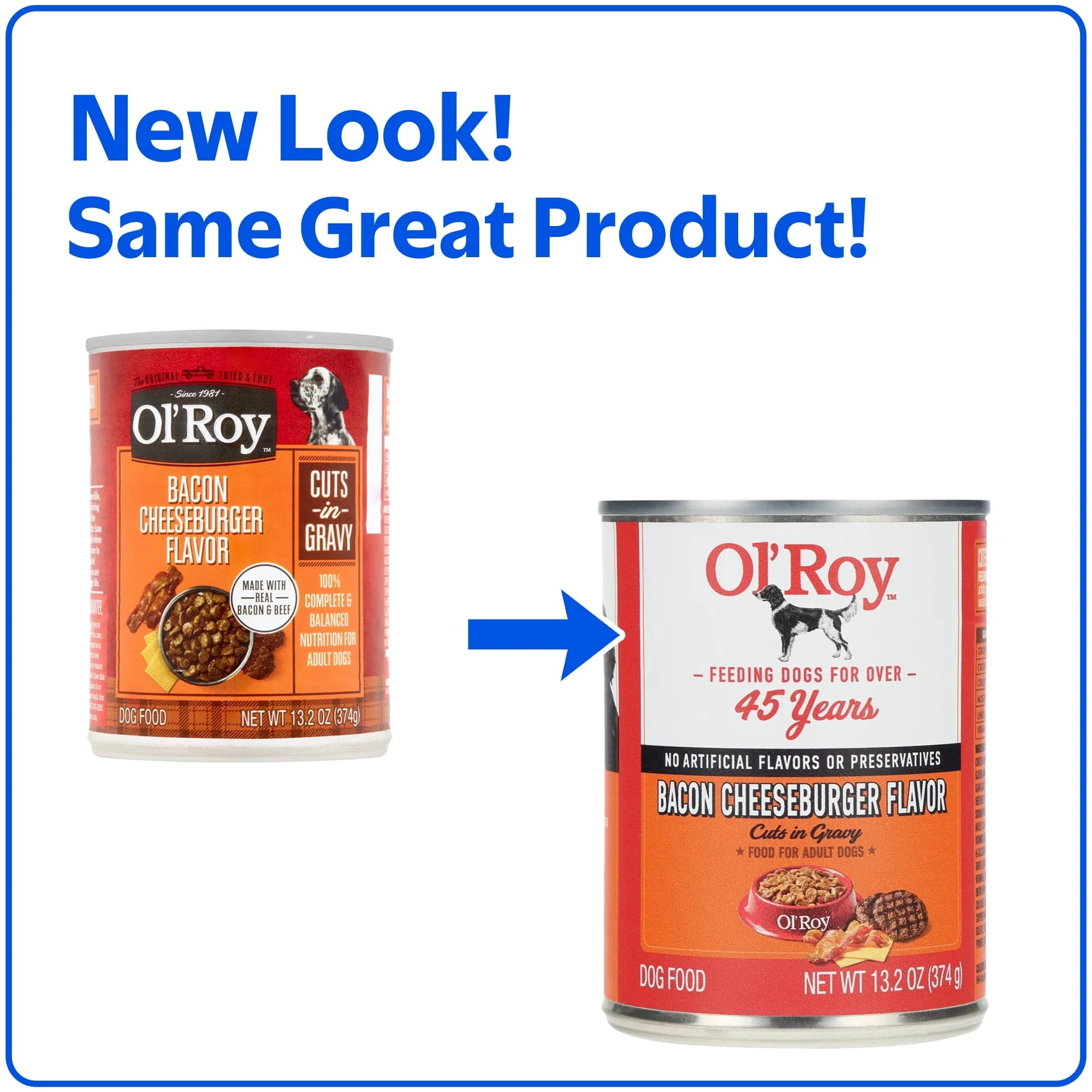 (6 pack) Ol' Roy Bacon Cheeseburger Flavor Cuts in Gravy Wet Dog Food, 13.2 oz Can - Image 3
