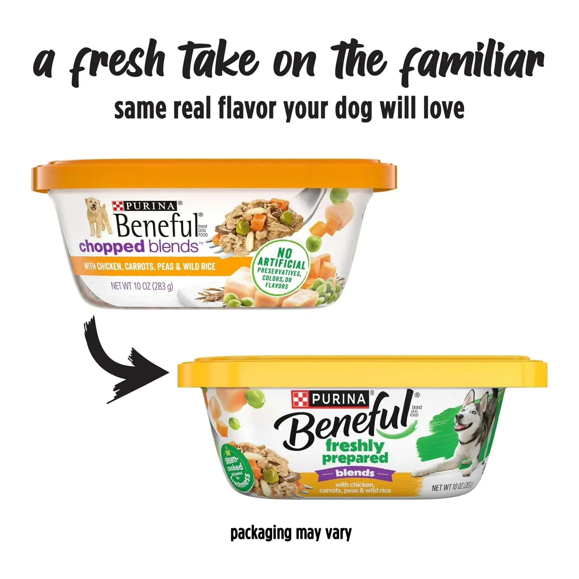 (6 pack) Purina Beneful Freshly Prepared Blends Wet Dog Food with Chicken, Carrots, Peas, and Wild Rice, 10 oz Tub - Image 2
