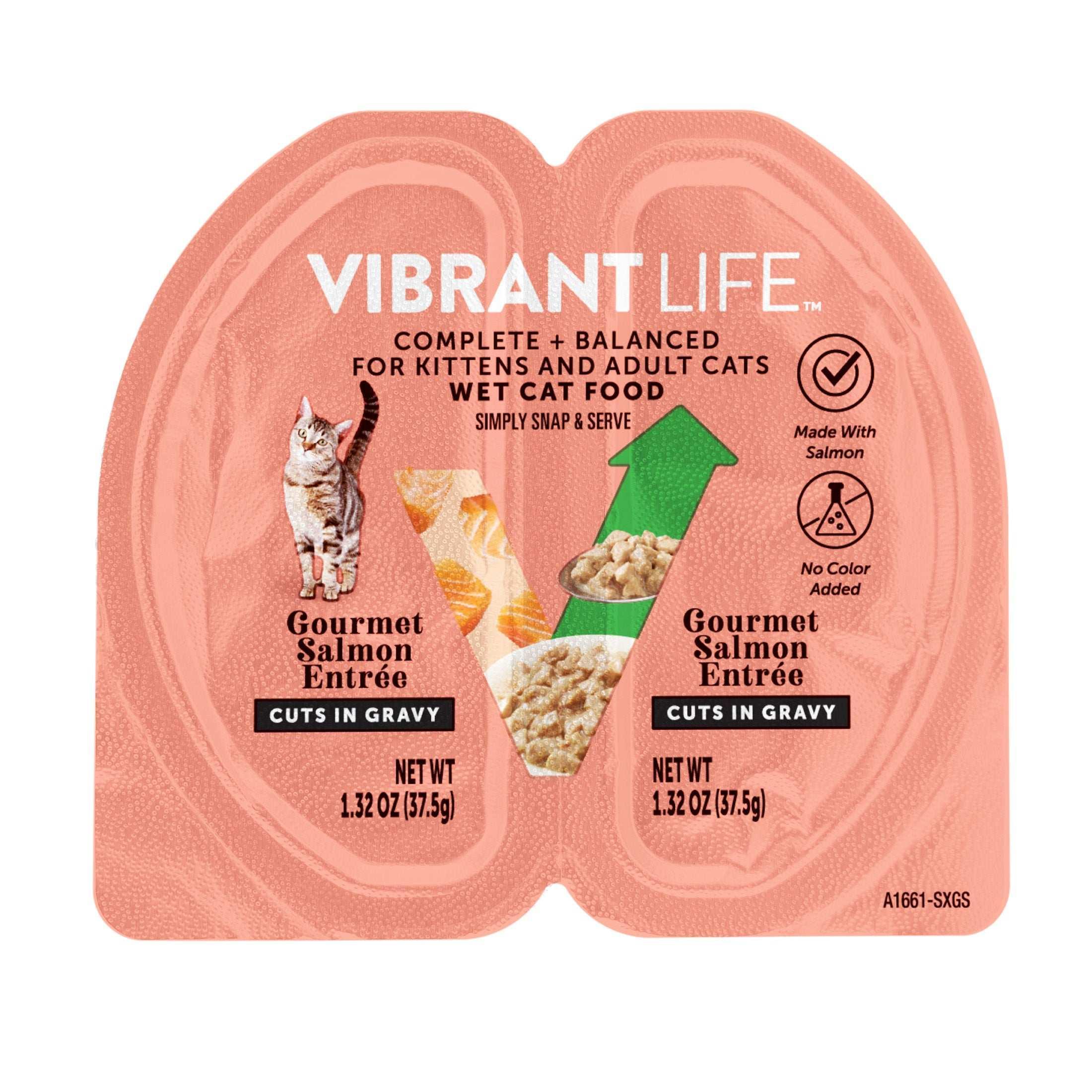 (6 pack) Vibrant Life Gourmet Salmon Entree Cuts in Gravy, Complete + Balanced, 2.64 oz Split Cup - Image 9
