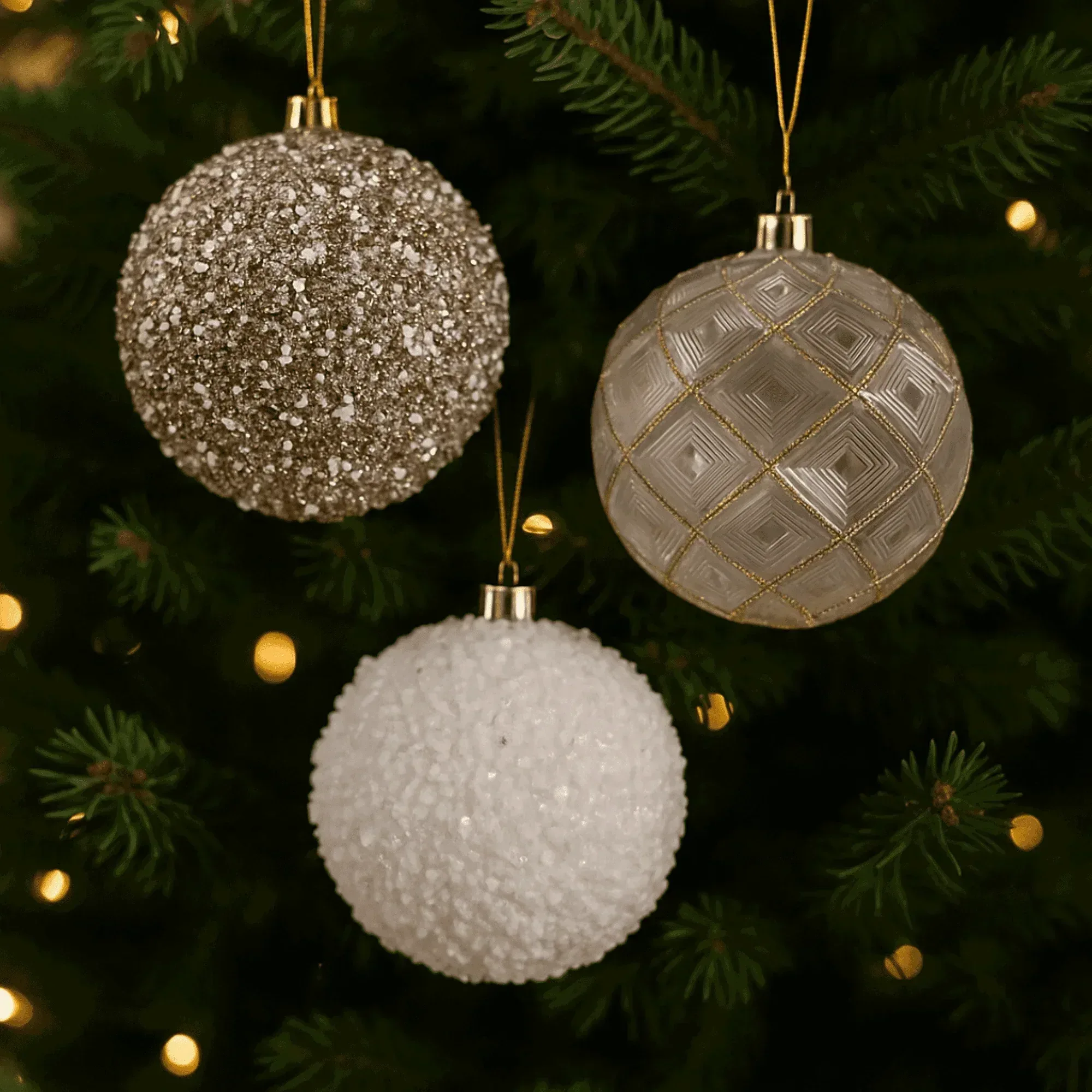 62 Count White and Gold Shatterproof Christmas Ornaments, by My Texas House - Image 4