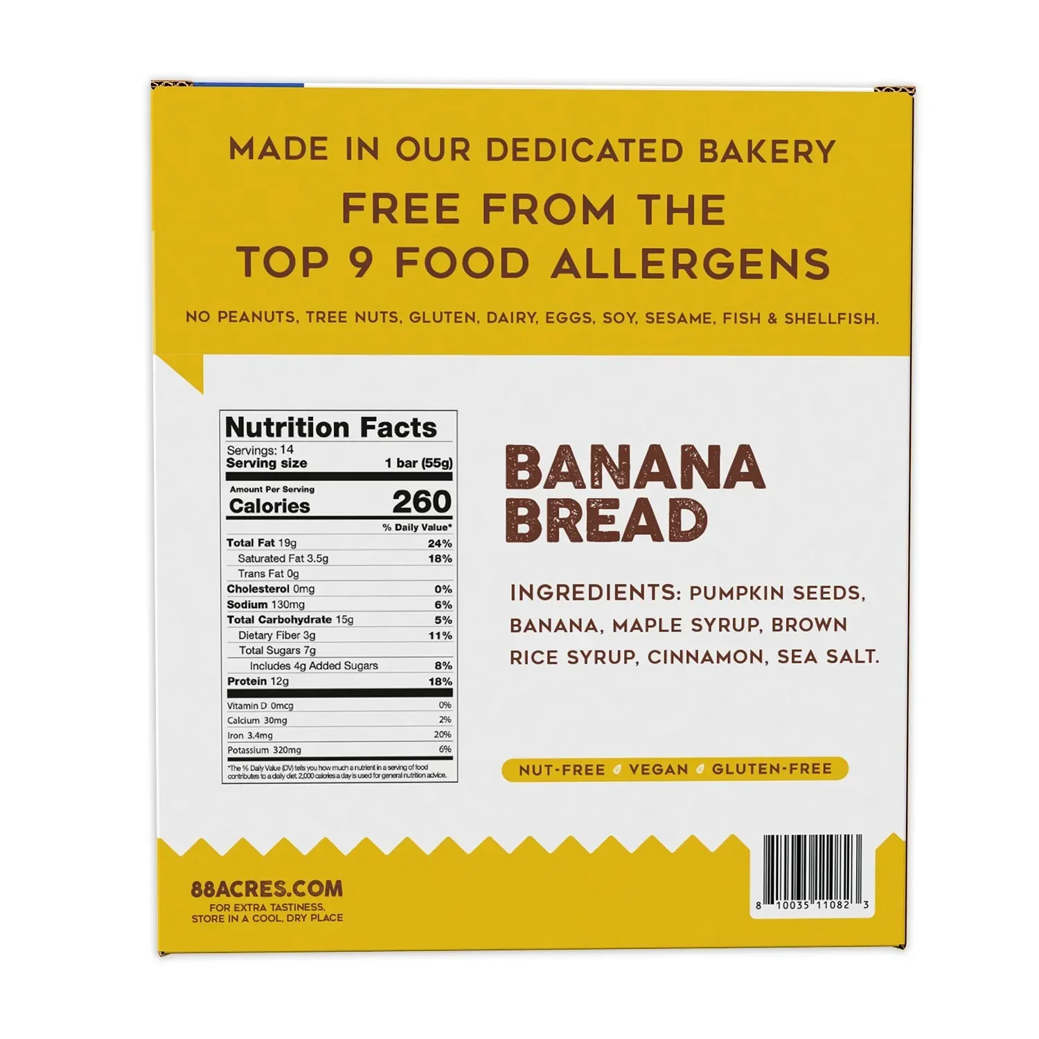 88 Acres Banana Bread Pumpkin Seed Protein Bar, 14 ct. - Image 2