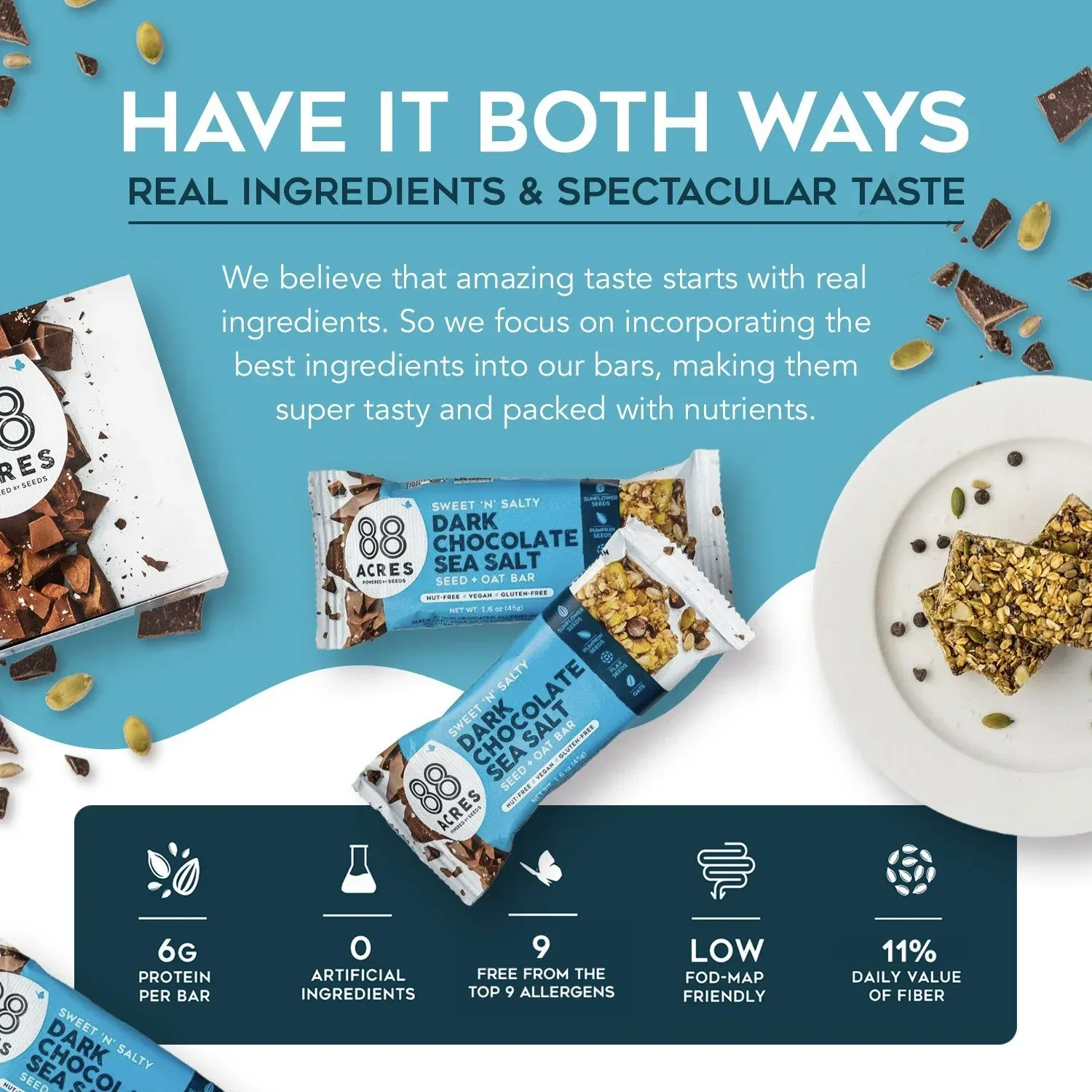 88 Acres Granola Bars, Dark Chocolate Sea Salt Seed+Oat, 16 pk. - Image 5
