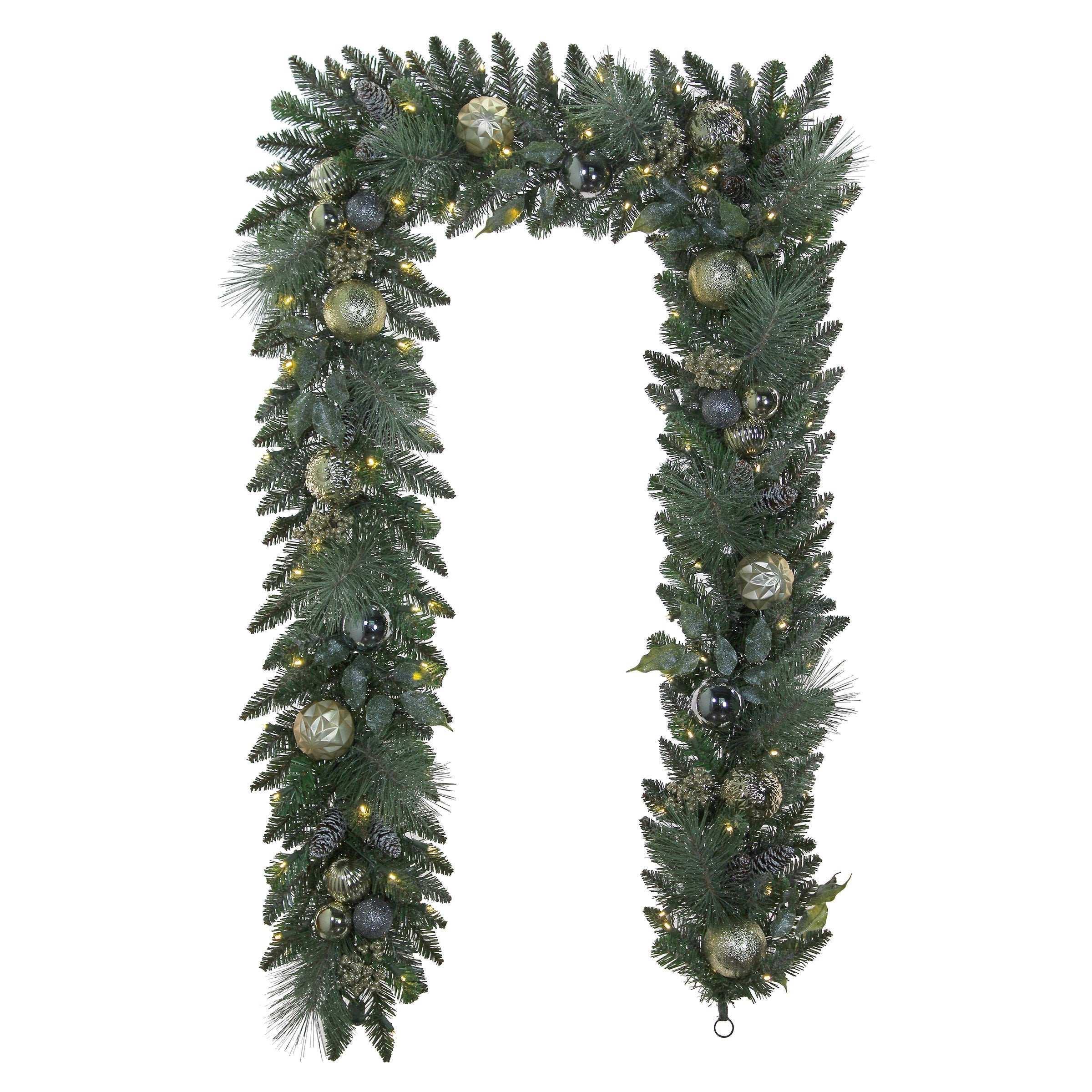 9' Pre-lit LED with Twinkle Artificial Decorated Garland, Metallic - Image 2