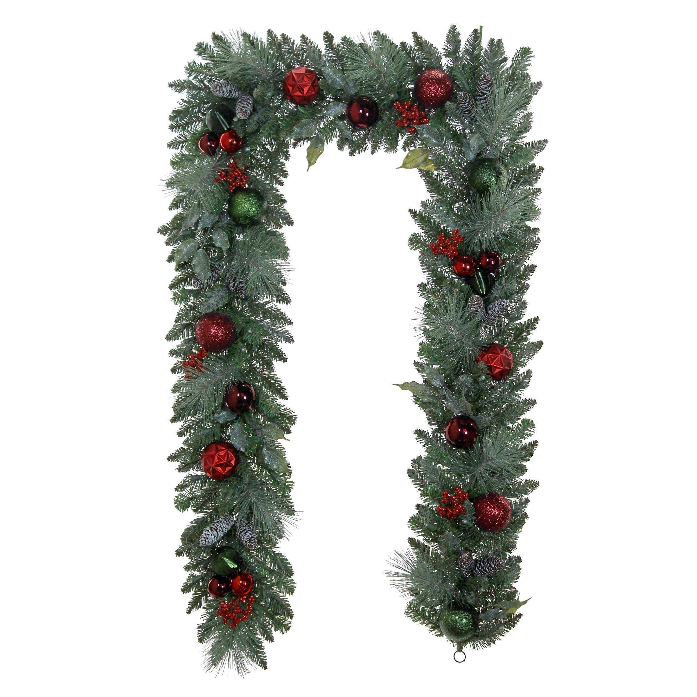9' Pre-lit LED with Twinkle Artificial Decorated Garland, Red - Image 3