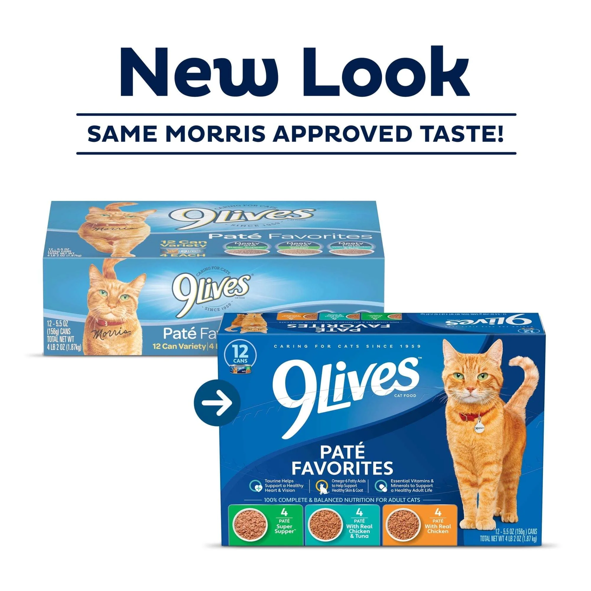 9Lives Paté Favorites Wet Cat Food Variety pack, 5.5 oz. Cans (pack of 12) - Image 2