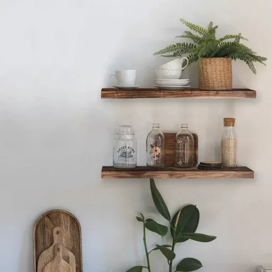 Acacia Floating Wood Shelf, 2-pack - Image 5