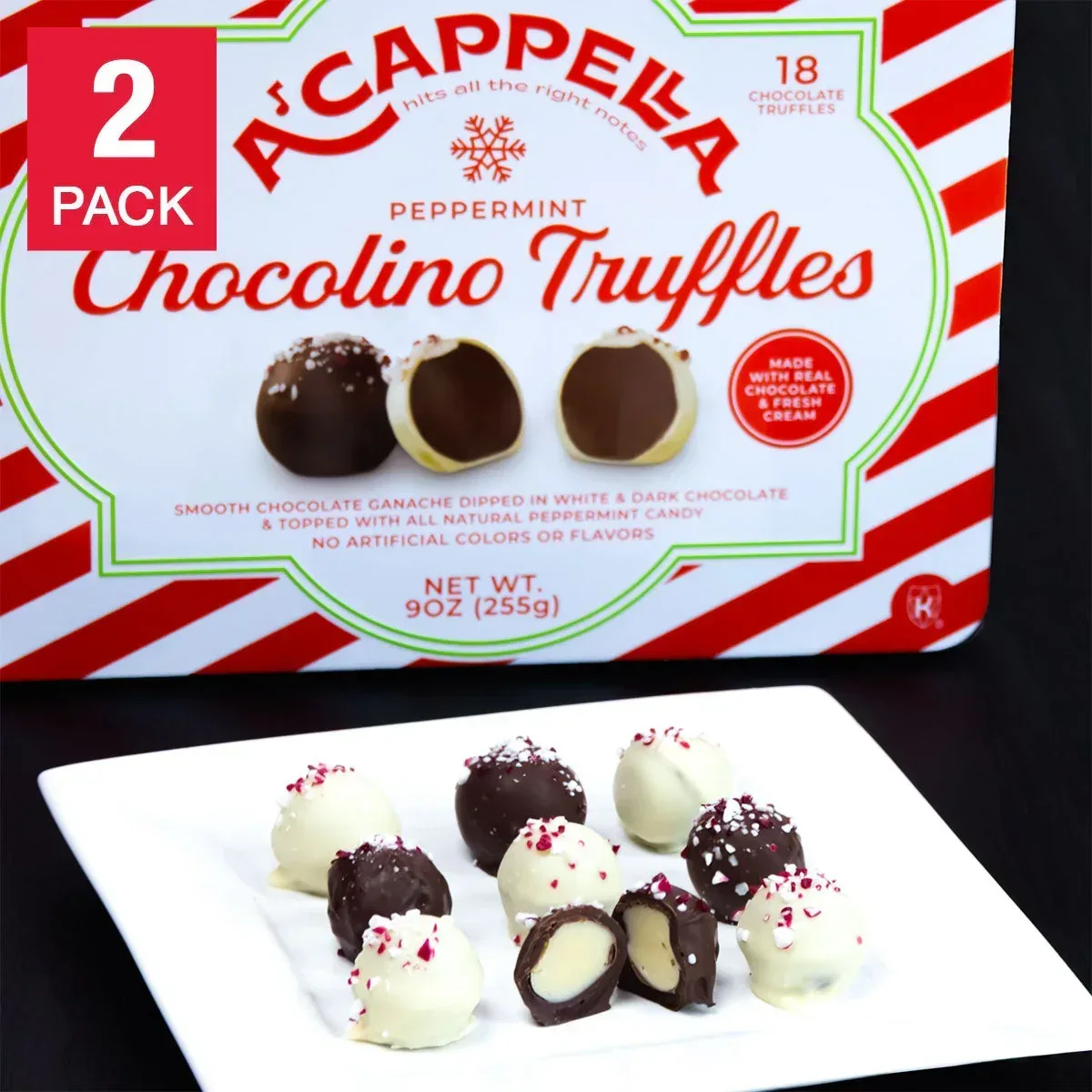 A'cappella 18 Peppermint Chocolino Truffle Tin, 2-pack - Image 2