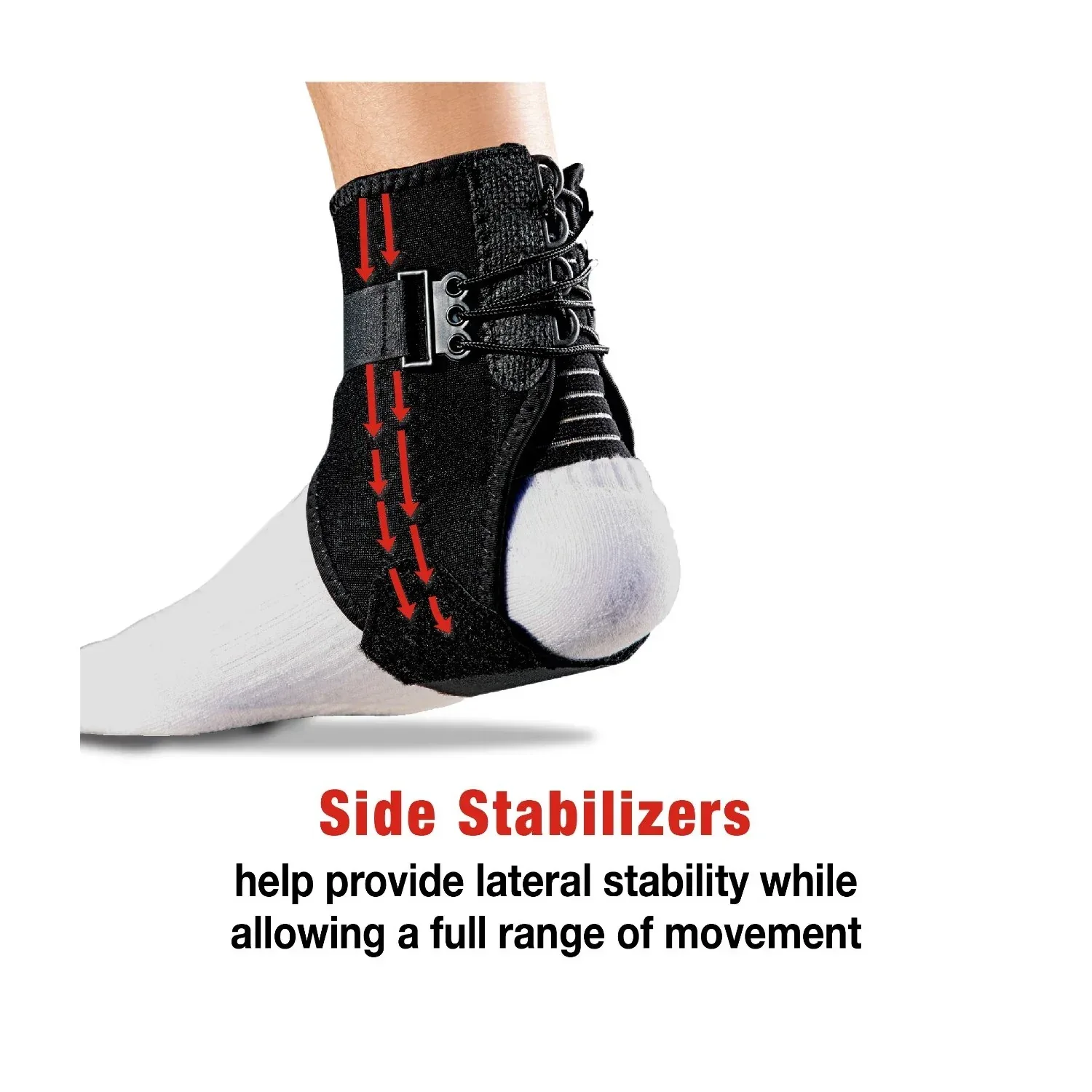 ACE Brand Ankle Support with Side Stabilizers, Adjustable, Black, 1 Brace - Image 2