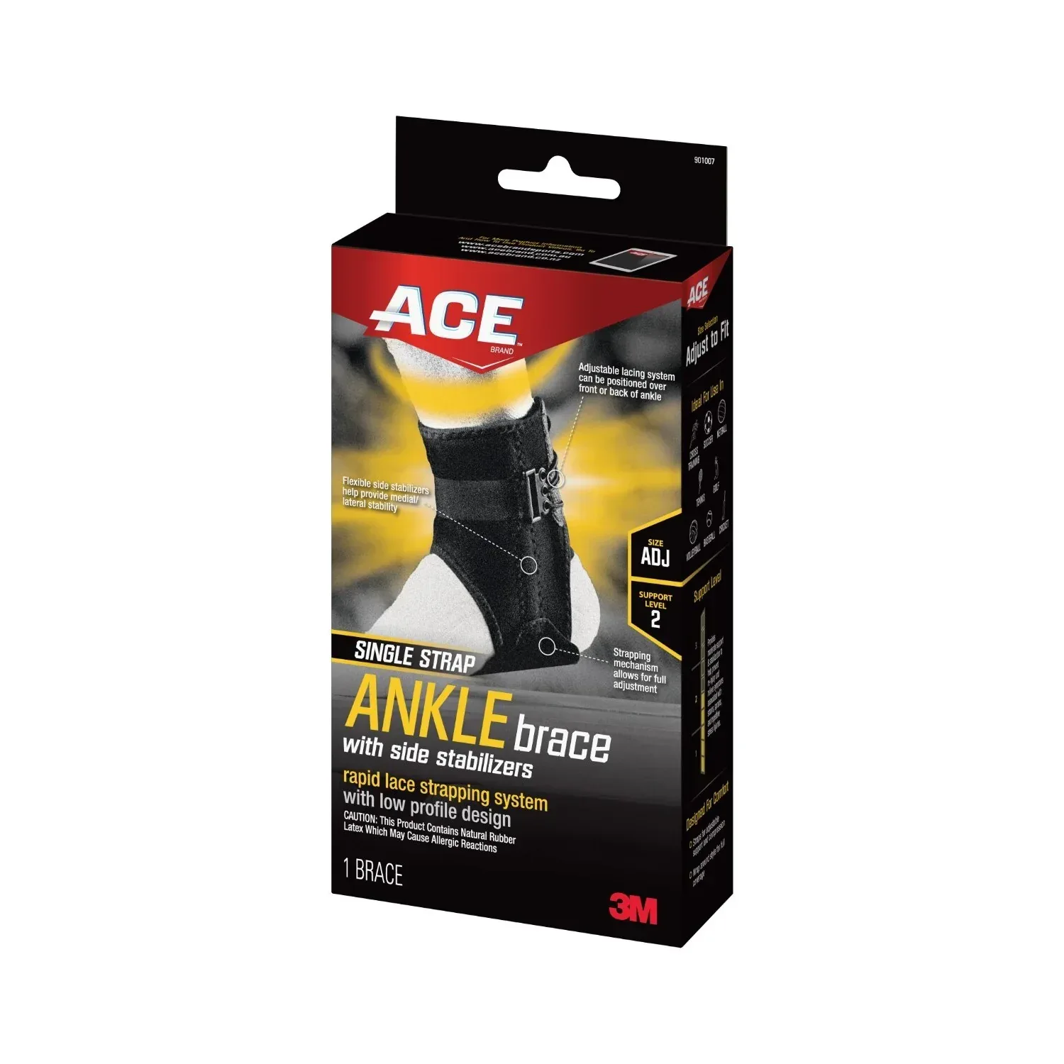 ACE Brand Ankle Support with Side Stabilizers, Adjustable, Black, 1 Brace - Image 7