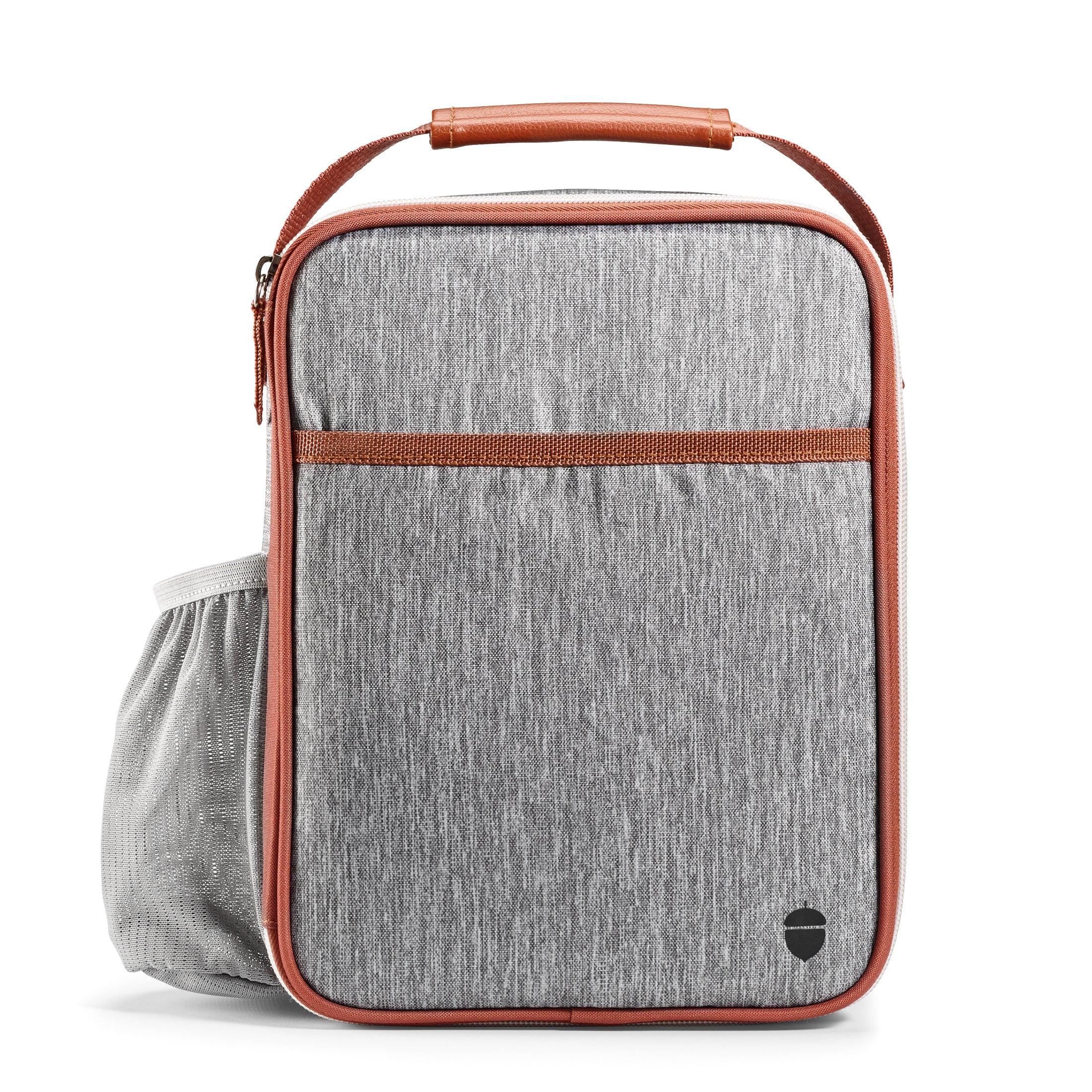 Acorn St by Fit & Fresh Vertical Insulated Reusable Lunch Bag for Men, Women, Kids, Steel