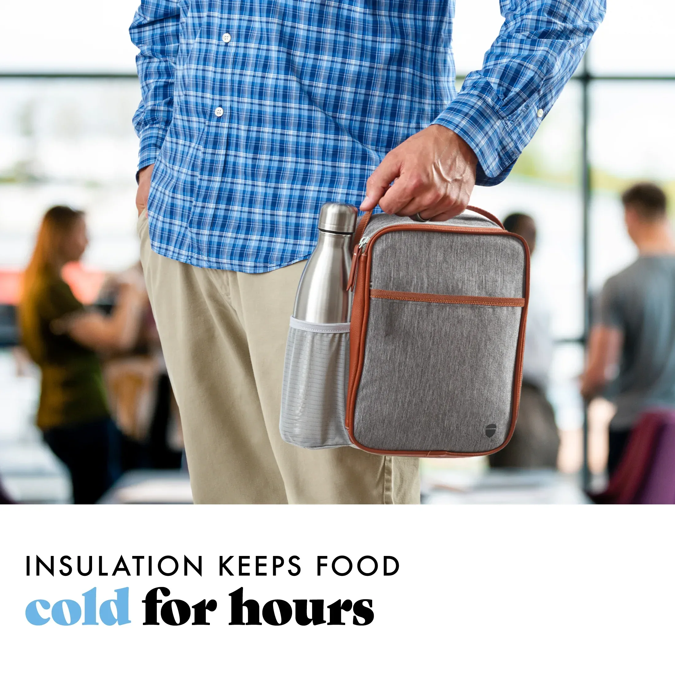 Acorn St by Fit & Fresh Vertical Insulated Reusable Lunch Bag for Men, Women, Kids, Steel - Image 4