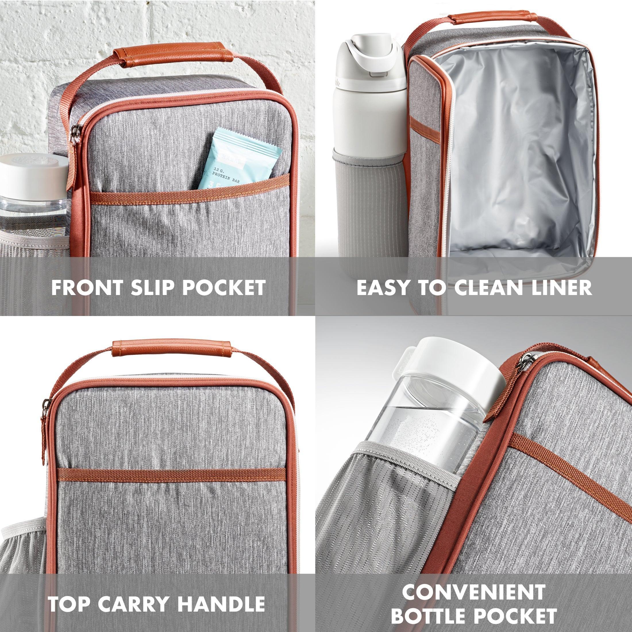 Acorn St by Fit & Fresh Vertical Insulated Reusable Lunch Bag for Men, Women, Kids, Steel - Image 5
