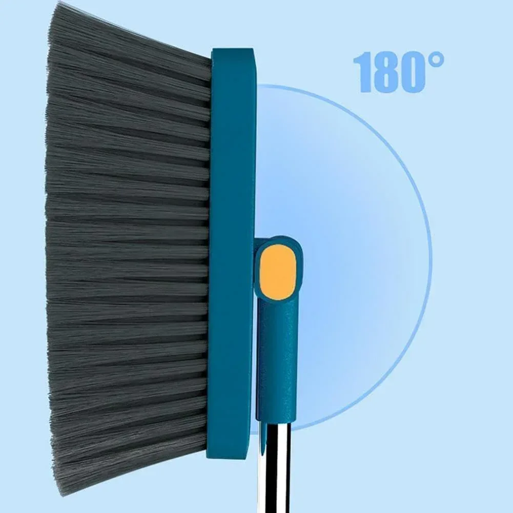 Adjustable Stainless Steel Broom and Dustpan Set, Upright Dust Pans, Angled Broom for Home, Office, Kitchen, Lobby, Garden (Black) - Image 5