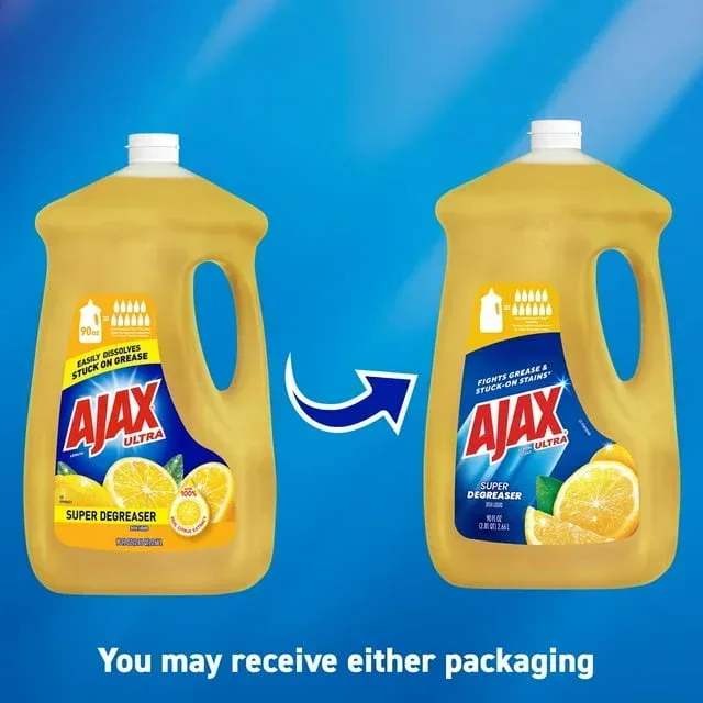 Ajax Ultra Liquid Dish Soap, Lemon Scent, Super Degreaser, 90 Fluid Ounce - Image 2