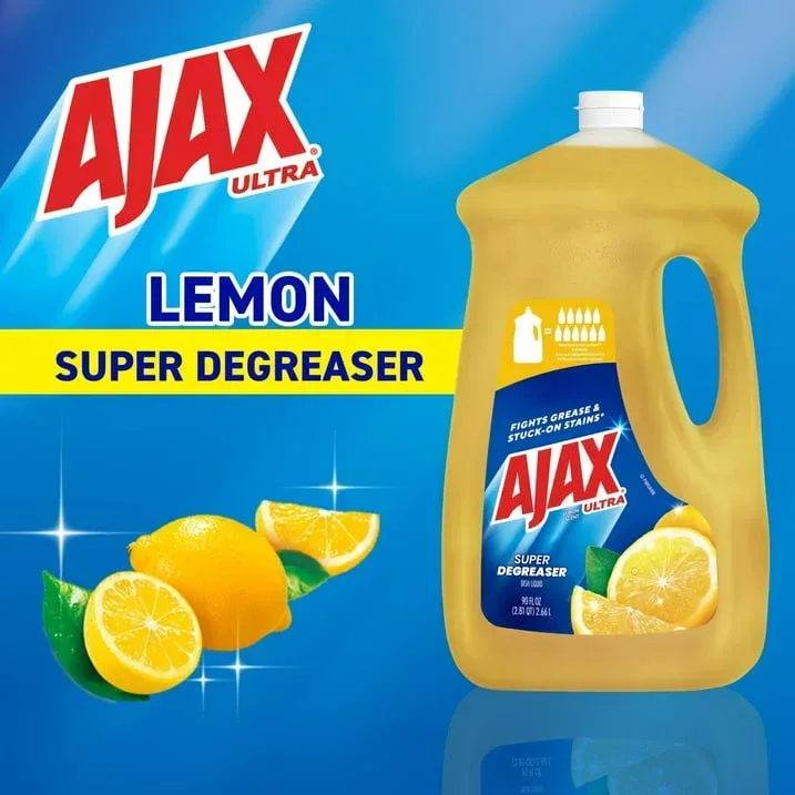 Ajax Ultra Liquid Dish Soap, Lemon Scent, Super Degreaser, 90 Fluid Ounce - Image 3
