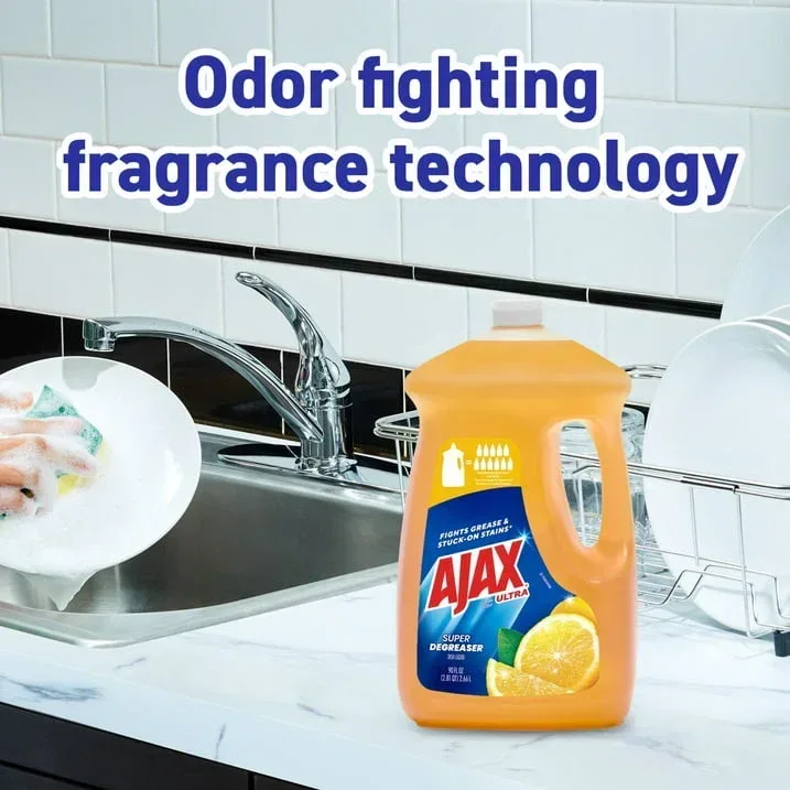 Ajax Ultra Liquid Dish Soap, Lemon Scent, Super Degreaser, 90 Fluid Ounce - Image 5