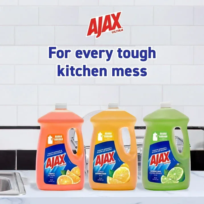 Ajax Ultra Liquid Dish Soap, Lemon Scent, Super Degreaser, 90 Fluid Ounce - Image 8