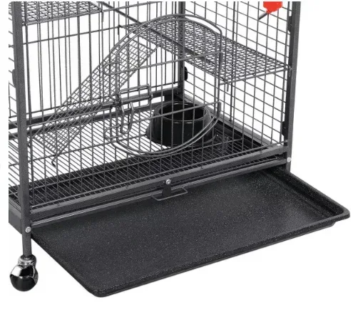 Alden Design Metal 37" Small Animal Cage with Pull Out Tray for Ferret, Large Rat, Black - Image 3