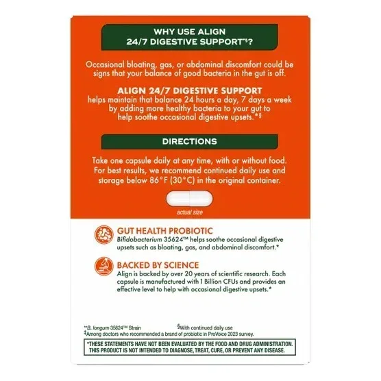 align Daily Probiotic Supplement, 84 Capsules - Image 2