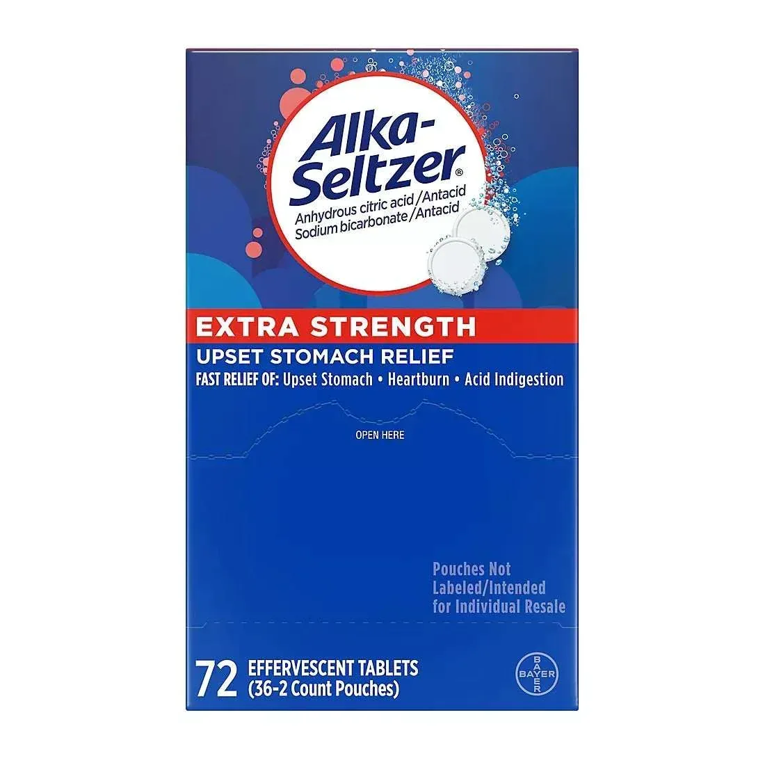 Alka-Seltzer Extra Strength Effervescent Heartburn Antacid Tablets, 72 Count - Image 2