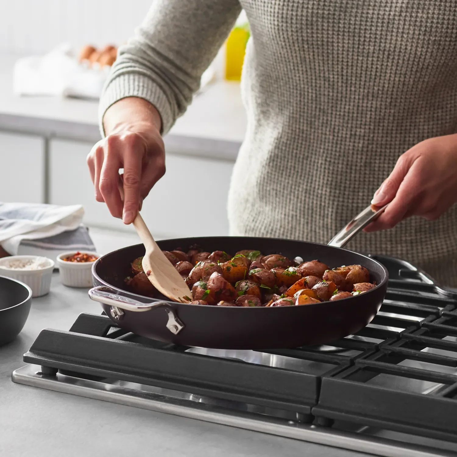 All-Clad HA1 Expert Nonstick 3-Piece Skillet Set, 8", 10" & 12" - Image 3