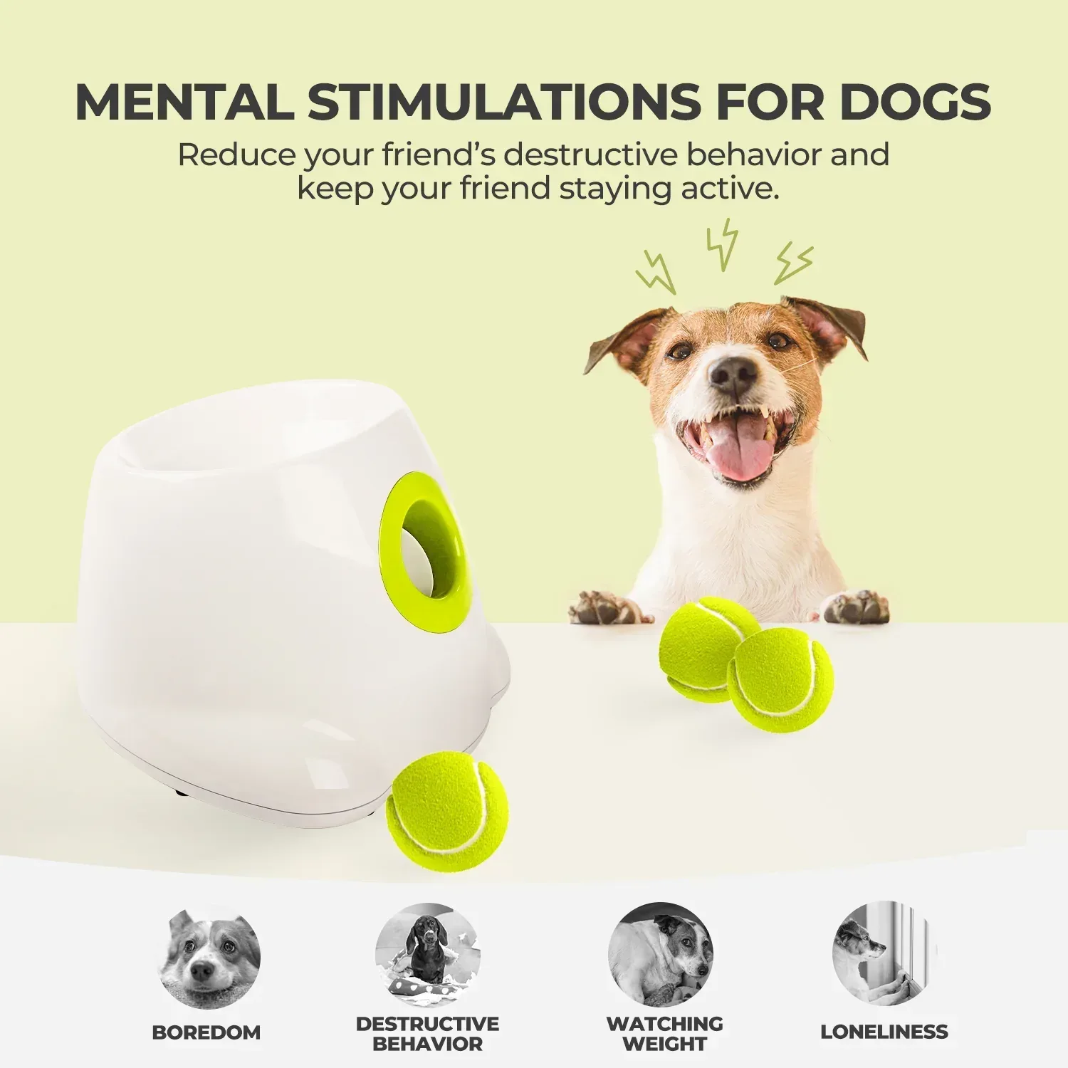All For Paws Automatic Tennis Ball Launcher for Small to Medium Sized Dogs, 3 Balls Included, Mini - Image 8