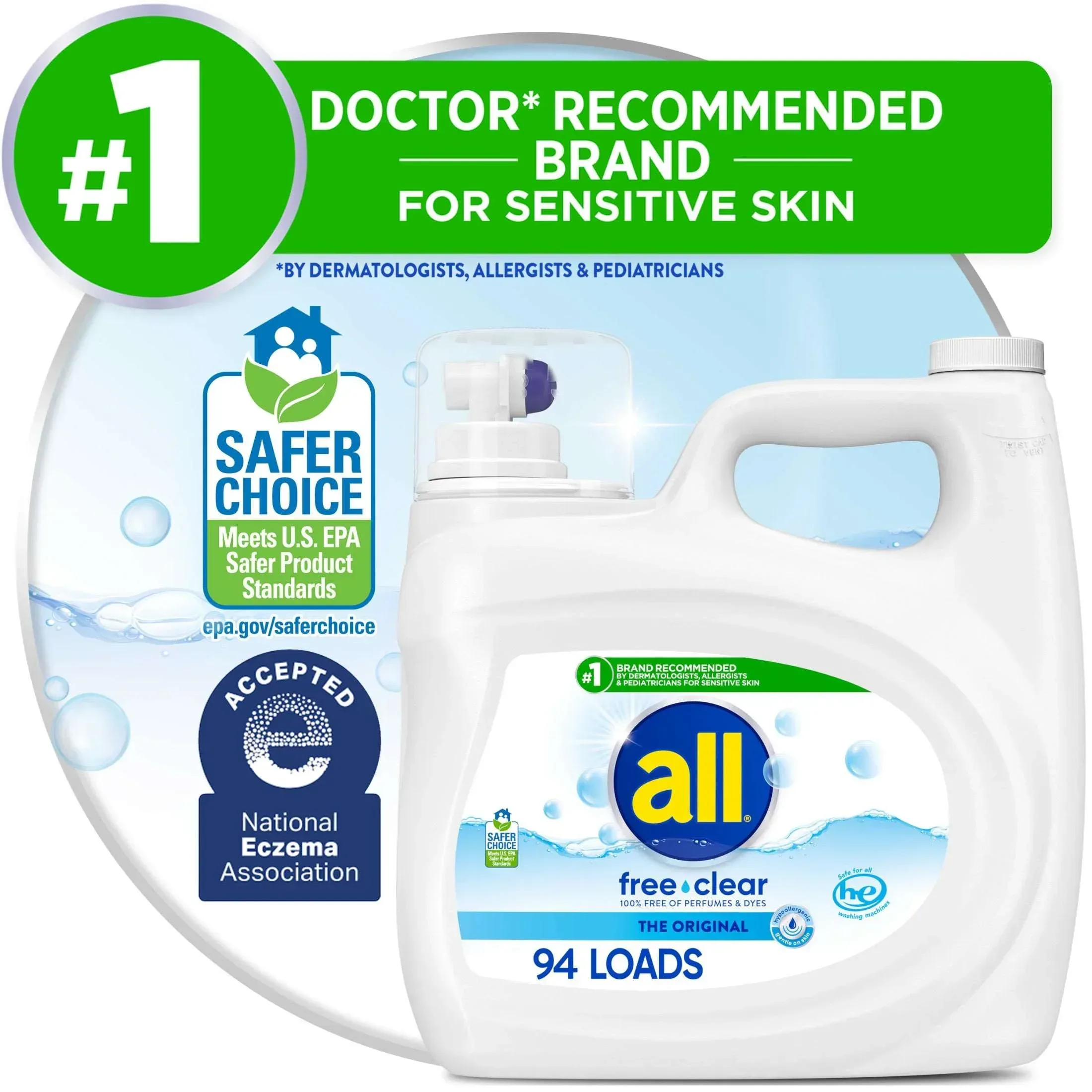 all Free Clear Liquid Laundry Detergent, 30 oz, 24 Loads - Image 14