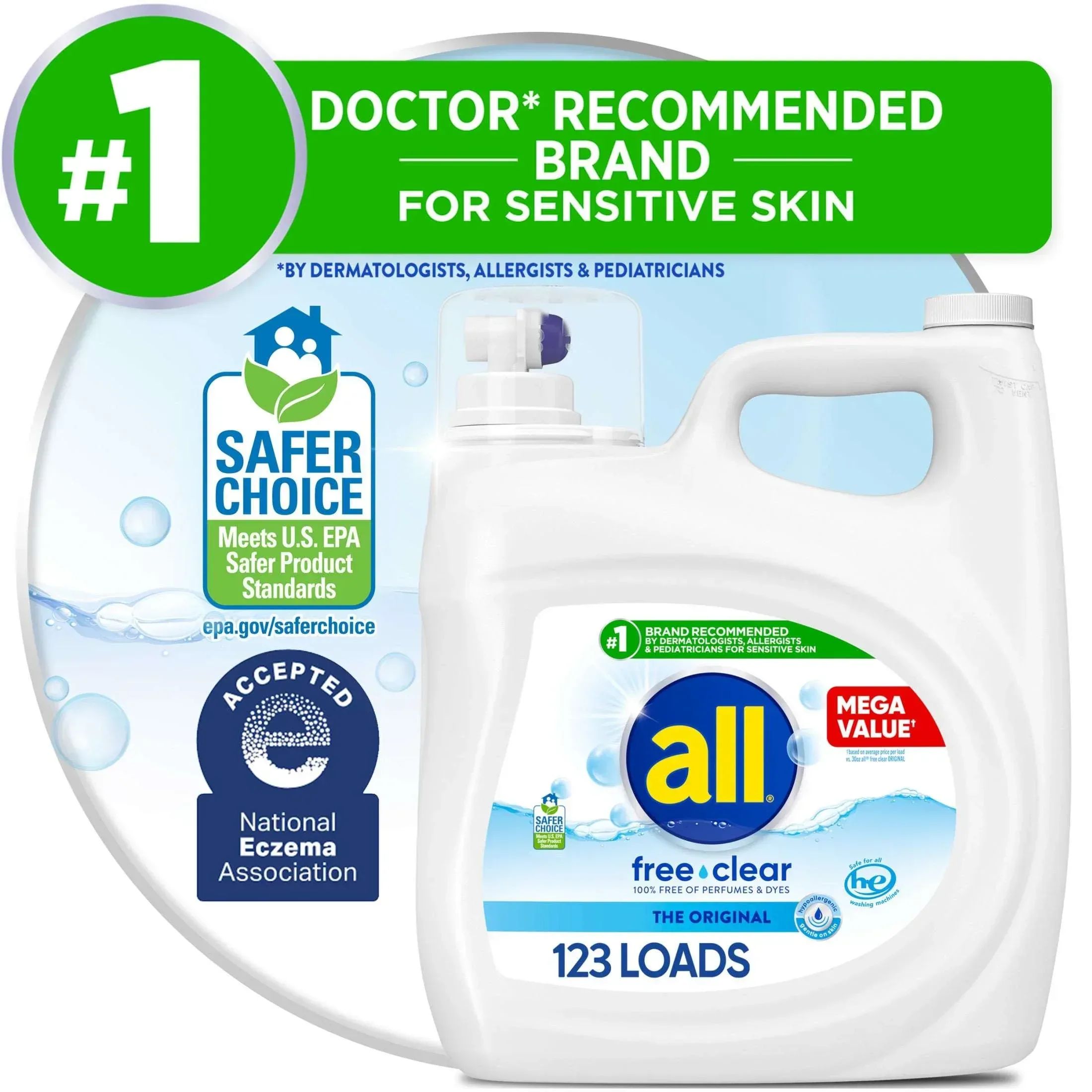 all Free Clear Liquid Laundry Detergent, 30 oz, 24 Loads - Image 15