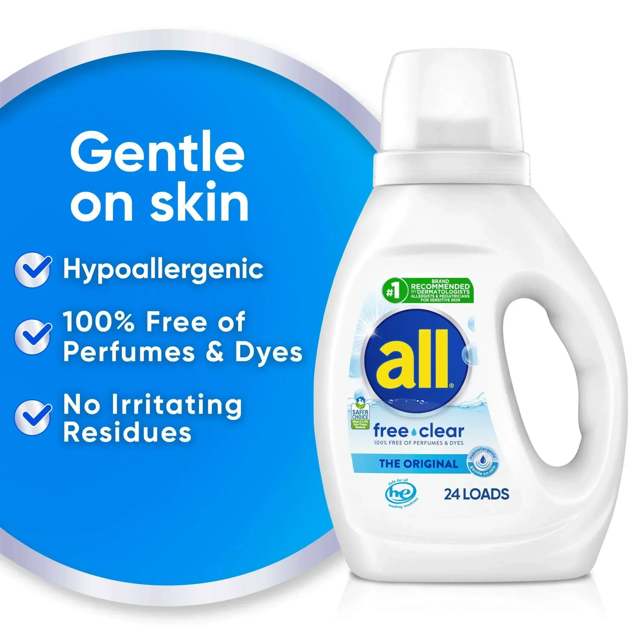 all Free Clear Liquid Laundry Detergent, 30 oz, 24 Loads - Image 2