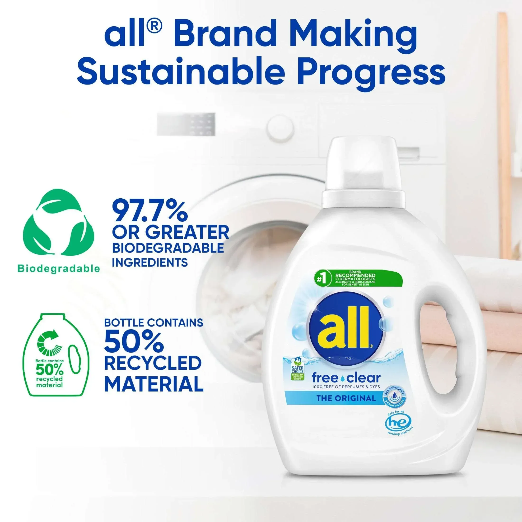 all Free Clear Liquid Laundry Detergent, 30 oz, 24 Loads - Image 4